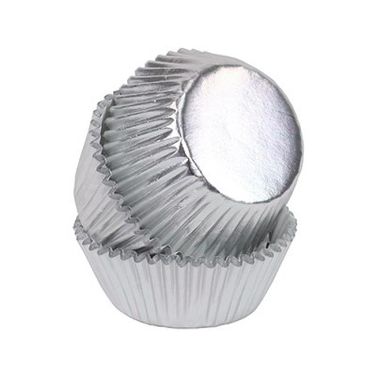 pme-45-mini-metallic-silver-foil-baking-cases - PME 45 Mini Metallic Silver Baking Cases