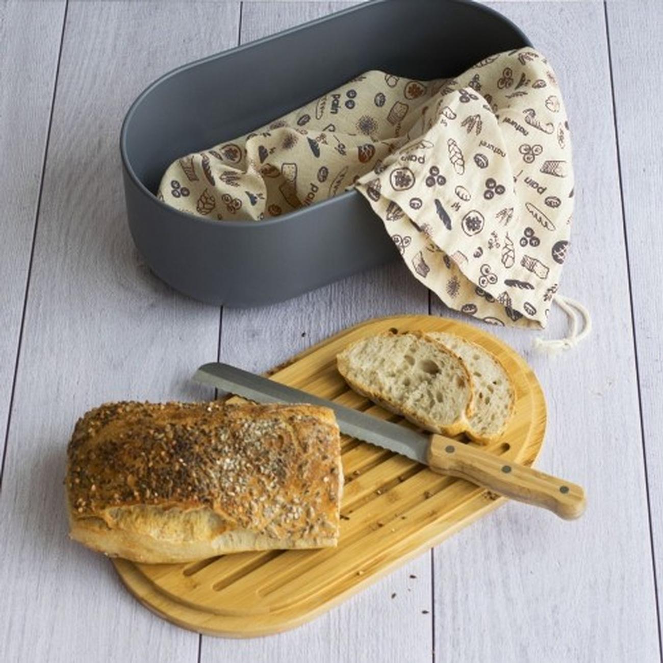 pebbly-bread-bin-set-4-in-1-grey - Pebbly 4-in-1 Bread Box Set Grey