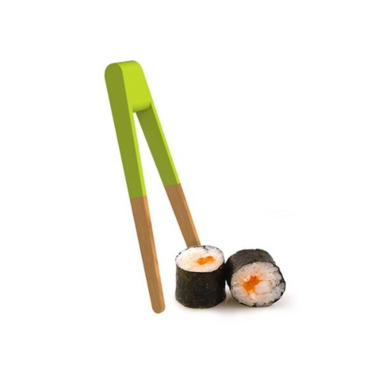 pebbly-mini-sushi-tongs-15cm-geen - Pebbly Mini Sushi Tongs 15cm Green