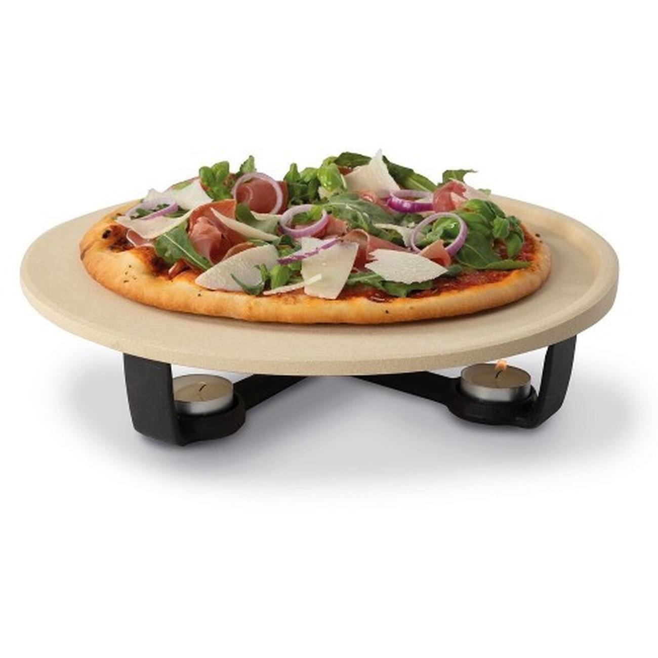 BOSKA Pizza Party Hot Stone/Pizzastein mit Untergestell/Zum Warmhalten der Pizza/Pizzen in Steinofenqualität/Für Grill und Backofen / ⌀ 35 cm