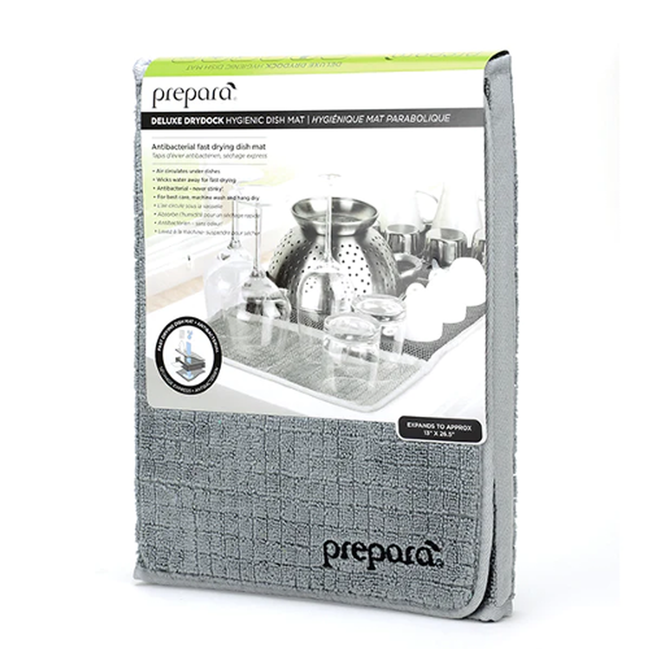 prepara-drydock-deluxe-dish-drying-mat-grey - Prepara Drydock Antibacterial Dish Mat Grey