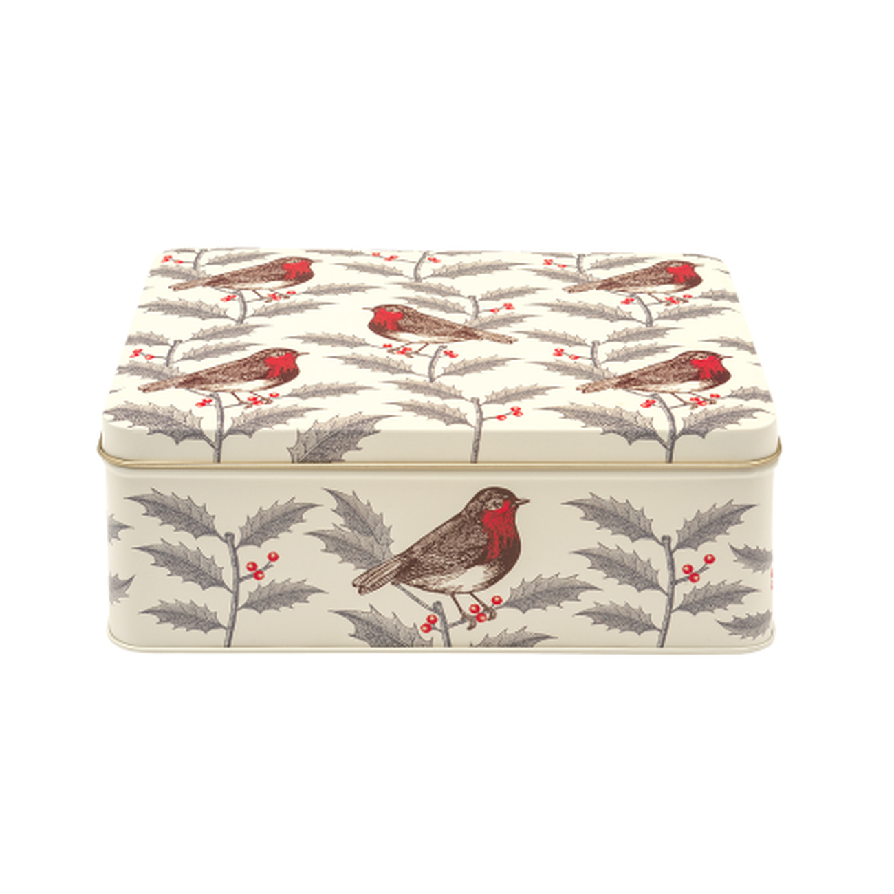 thornback-and-peel-rectangular-storage-tin-robin-and-holly - Thornback & Peel Robin & Holly Rectangular Tin