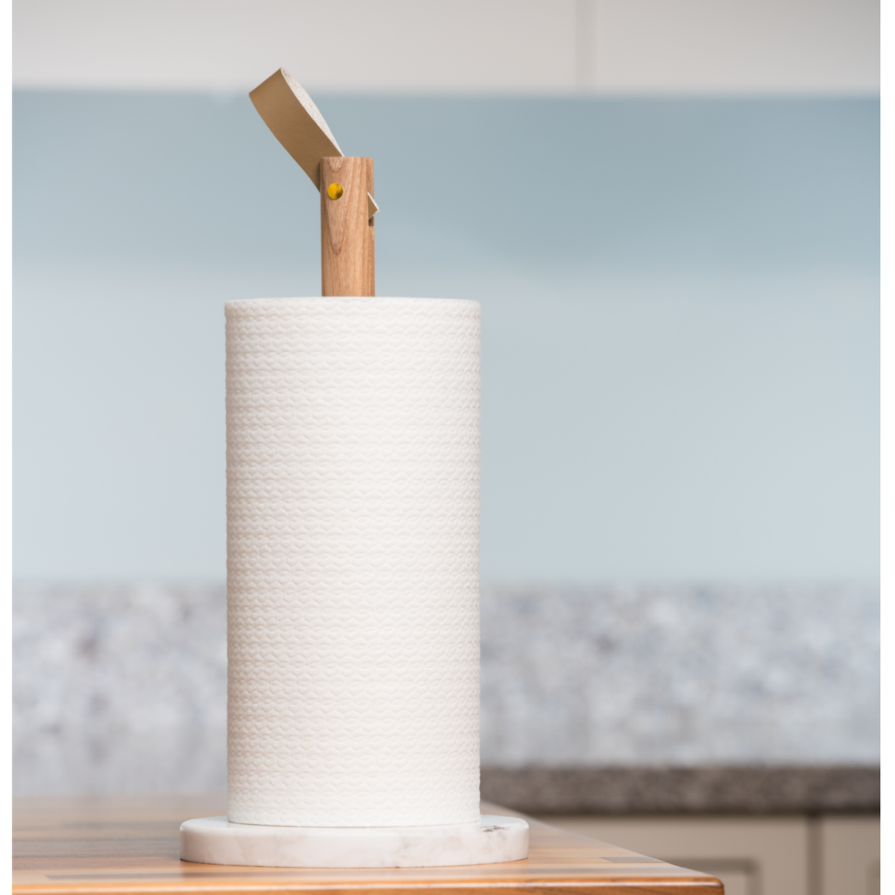 Kitchen Pantry Acacia Wood & Marble Kitchen Roll Holder