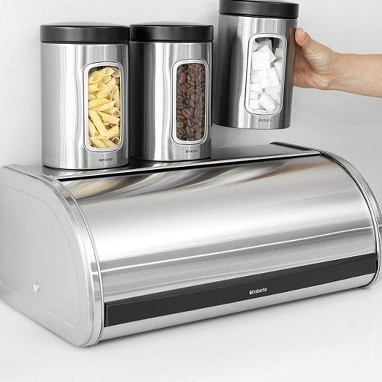 brabantia-roll-top-bread-bin-stainless-steel-medium - Brabantia Roll Top Bread Bin Medium Matt Steel