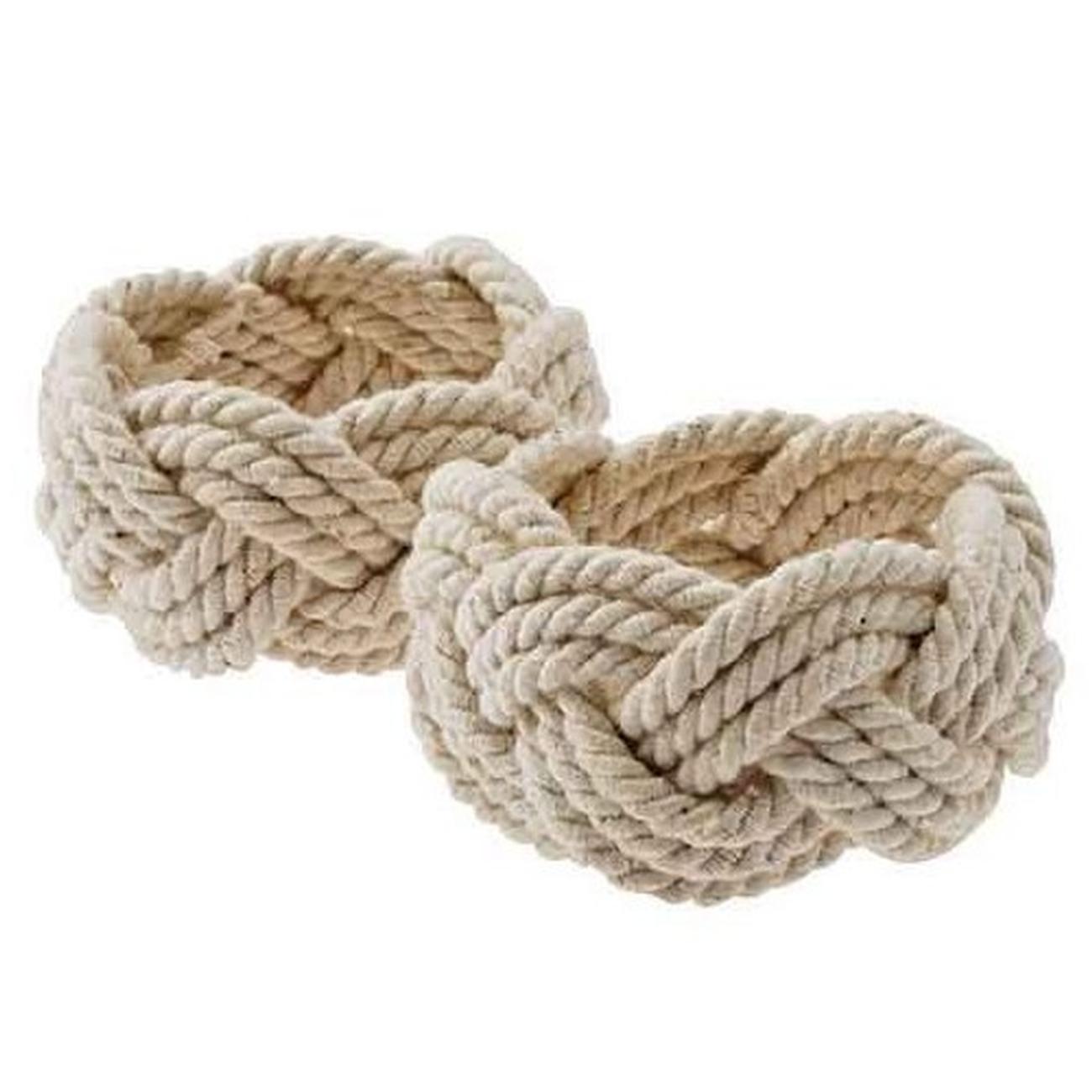 Rustic Rope Napkin Rings White Set of 4