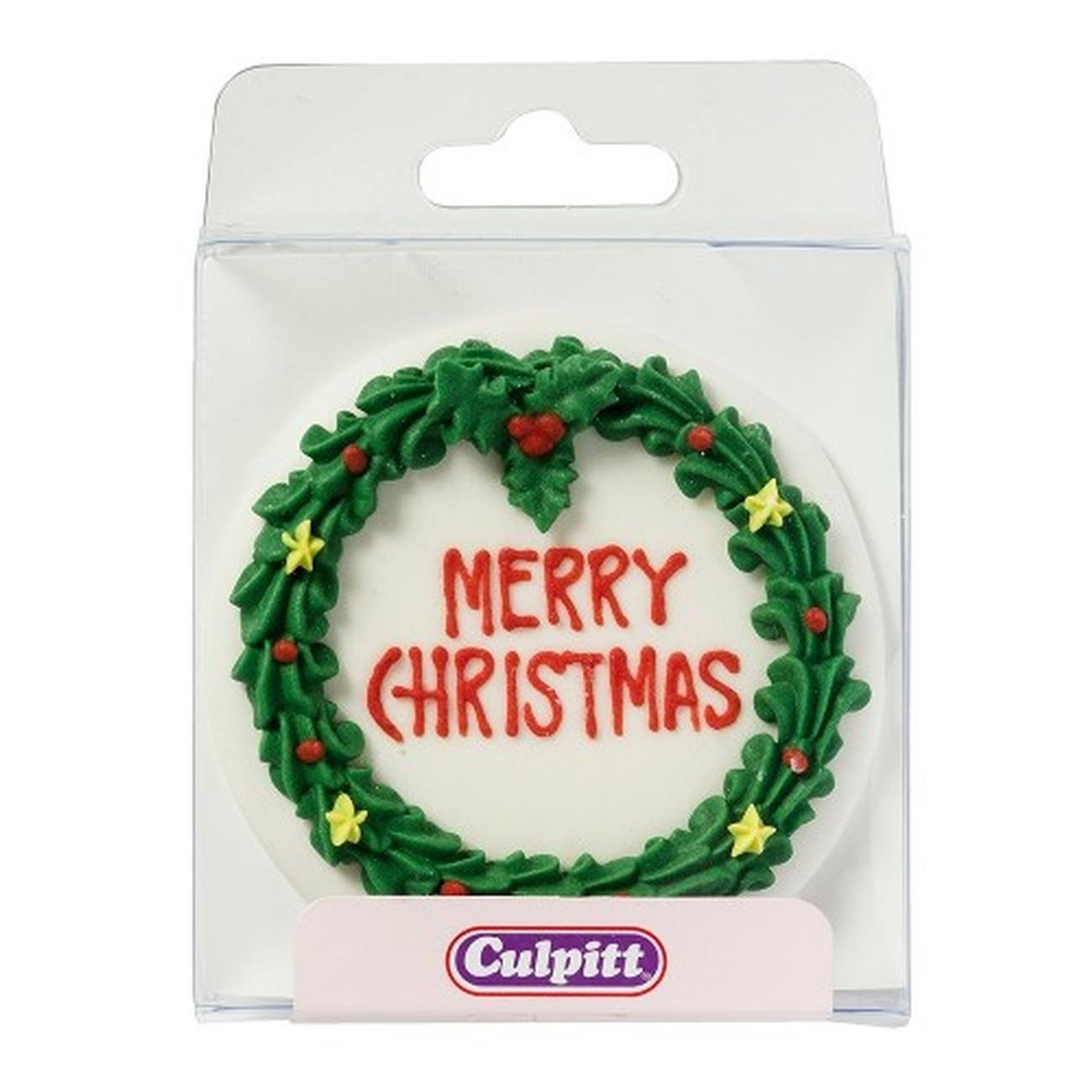 culpitt-round-Christmas-wreath-plaque-sugar-decoration - Culpitt Sugar Decorations Round Christmas Wreath Plaque