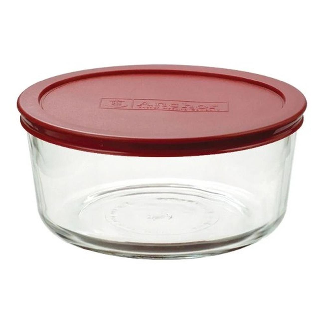 anchor-round-glass-container-red-1700ml - Anchor Hocking Round Glass Container Red 1.7L