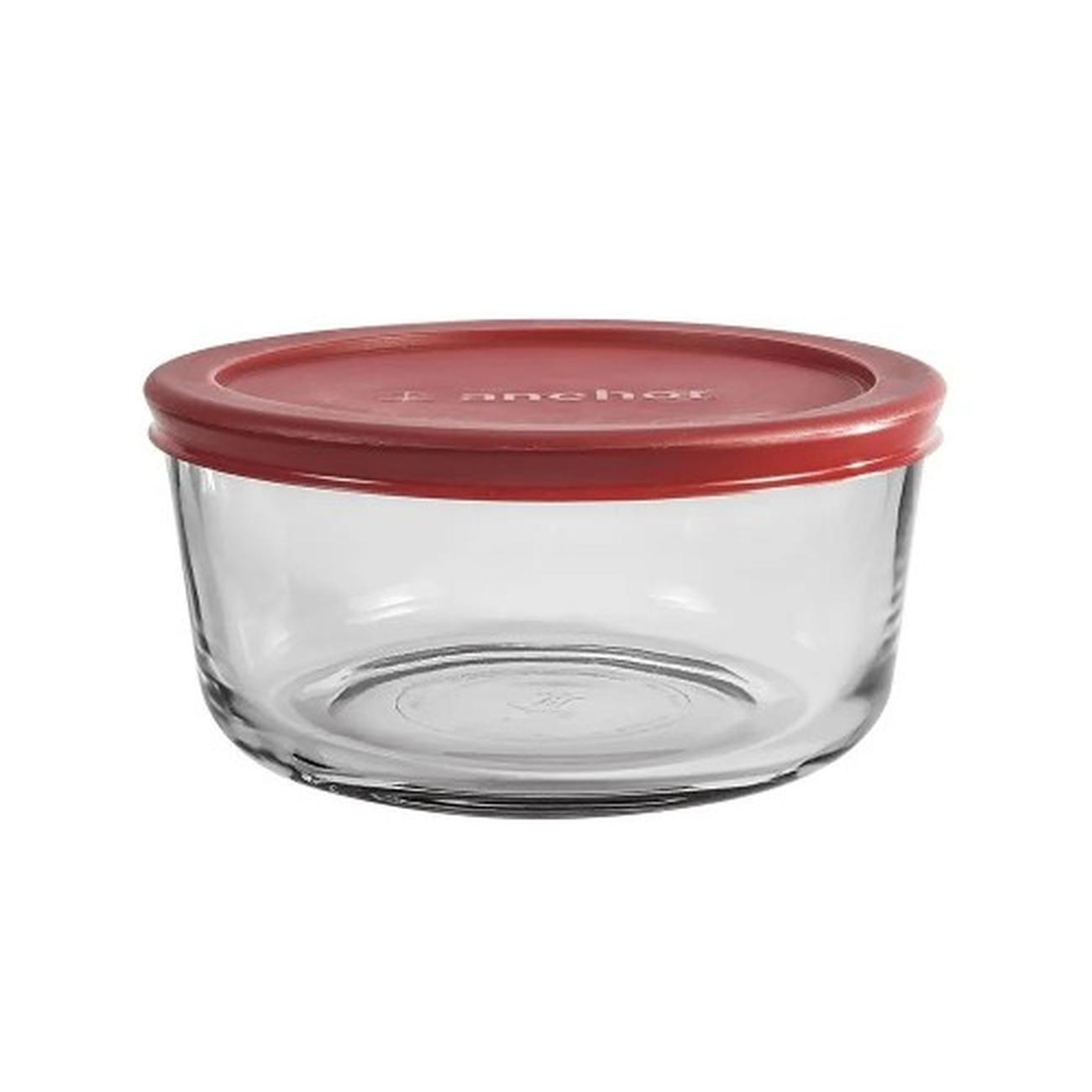 anchor-round-glass-container-red-950ml - Anchor Hocking Round Glass Container Red 950ml