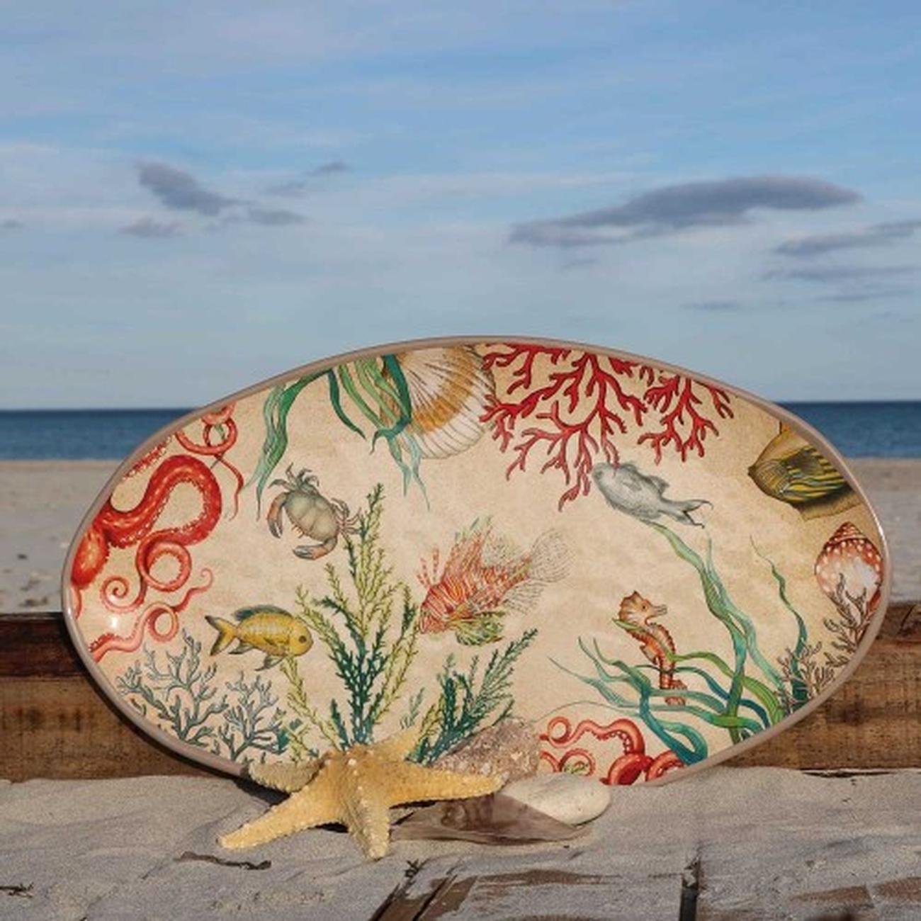 sea-life-oval-platter-melamine - Sea Life Oval Platter