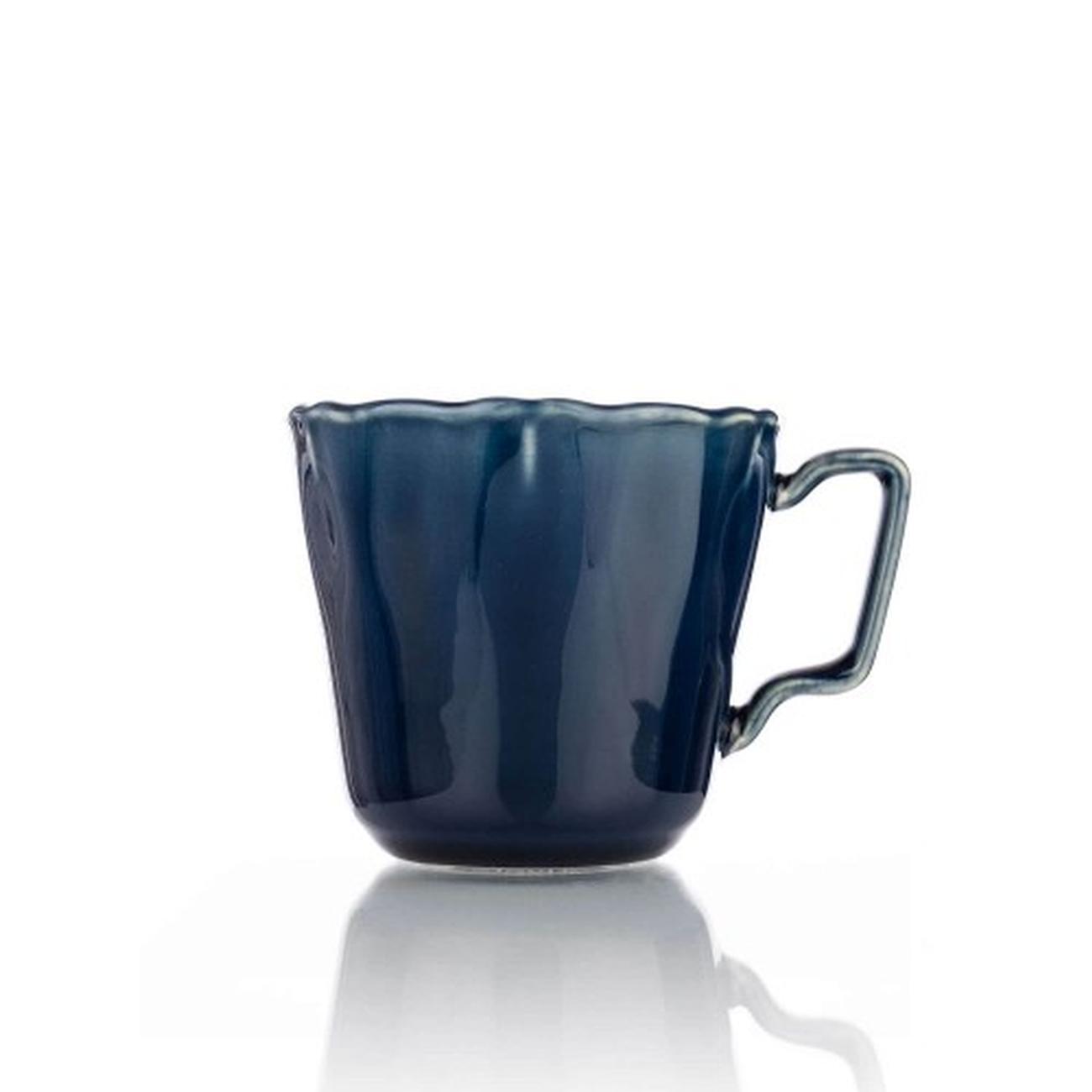 siip-navy-reactive-glaze-scalloped-edge-mug - Siip Reactive Glaze Scalloped Edge Mug Navy