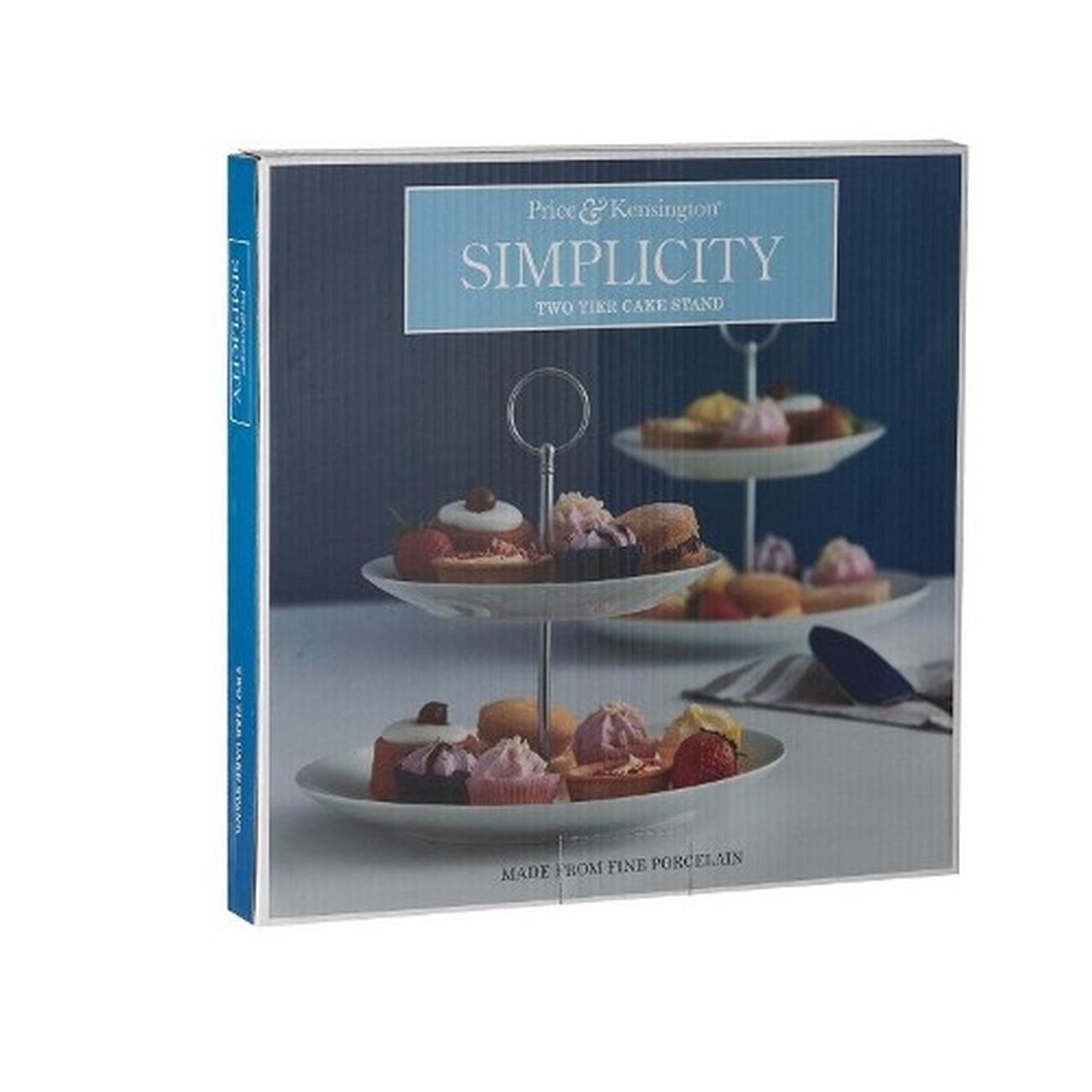 price-and-kensington-white-2-tier-cake-stand - Price & Kensington Simplicity 2-Tier Cake Stand
