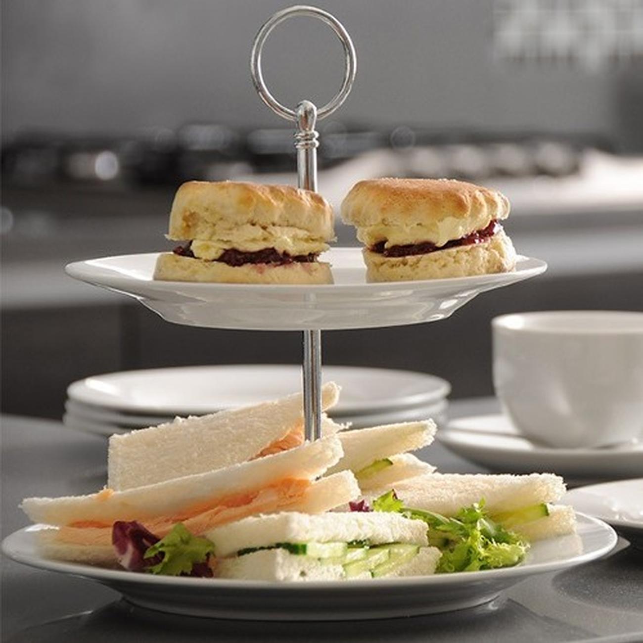 price-and-kensington-white-2-tier-cake-stand - Price & Kensington Simplicity 2-Tier Cake Stand
