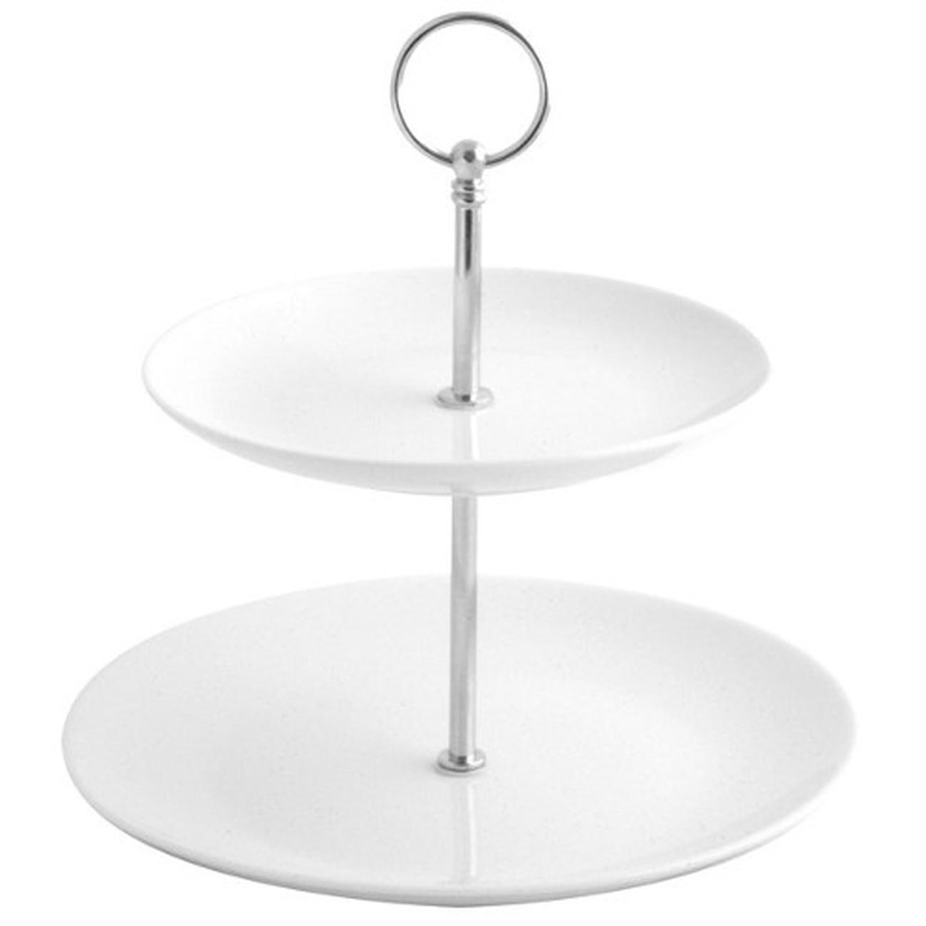 price-and-kensington-white-2-tier-cake-stand - Price & Kensington Simplicity 2-Tier Cake Stand