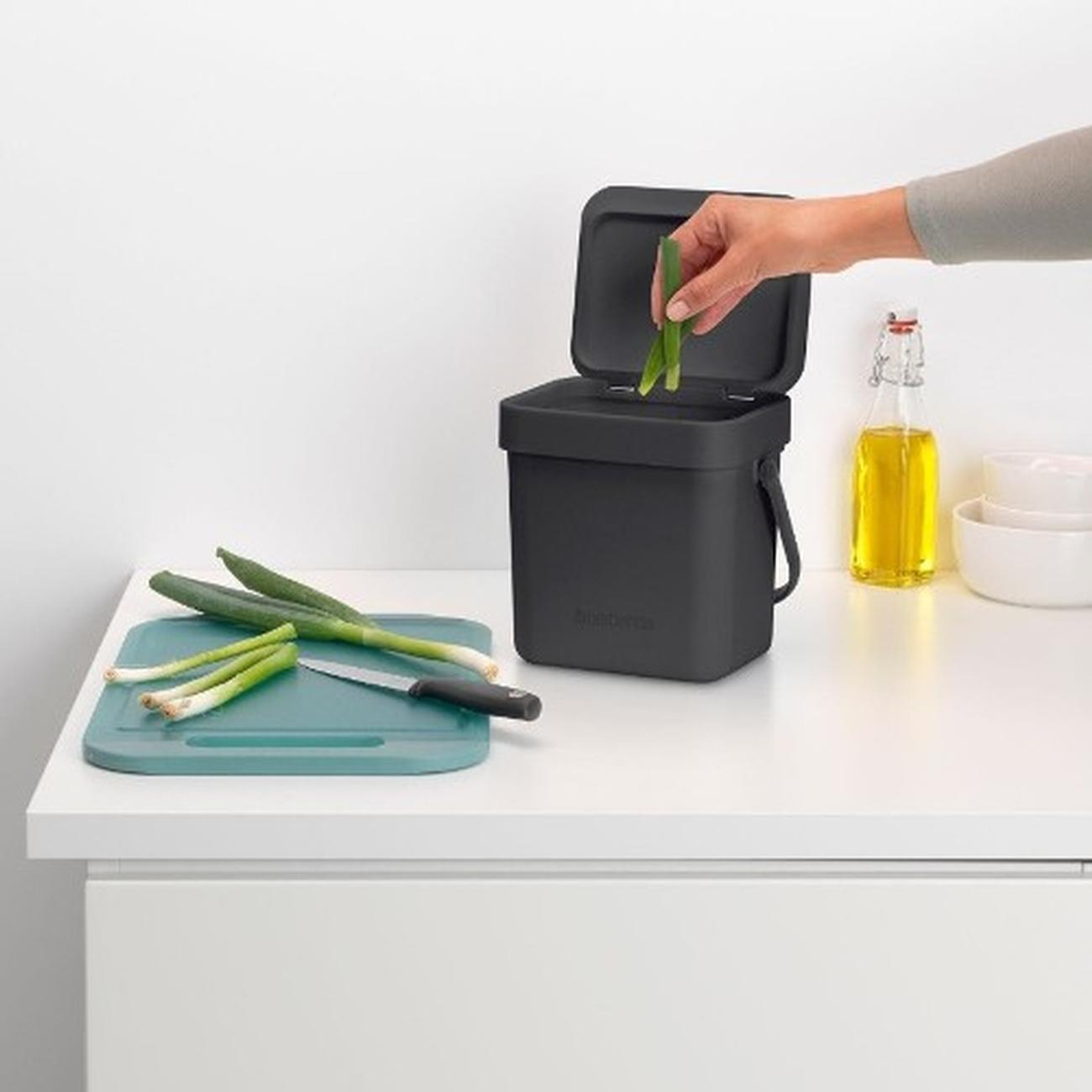 brabantia-sort-and-go-waste-bin-3L-grey - Brabantia Sort & Go Waste Bin 3L Grey