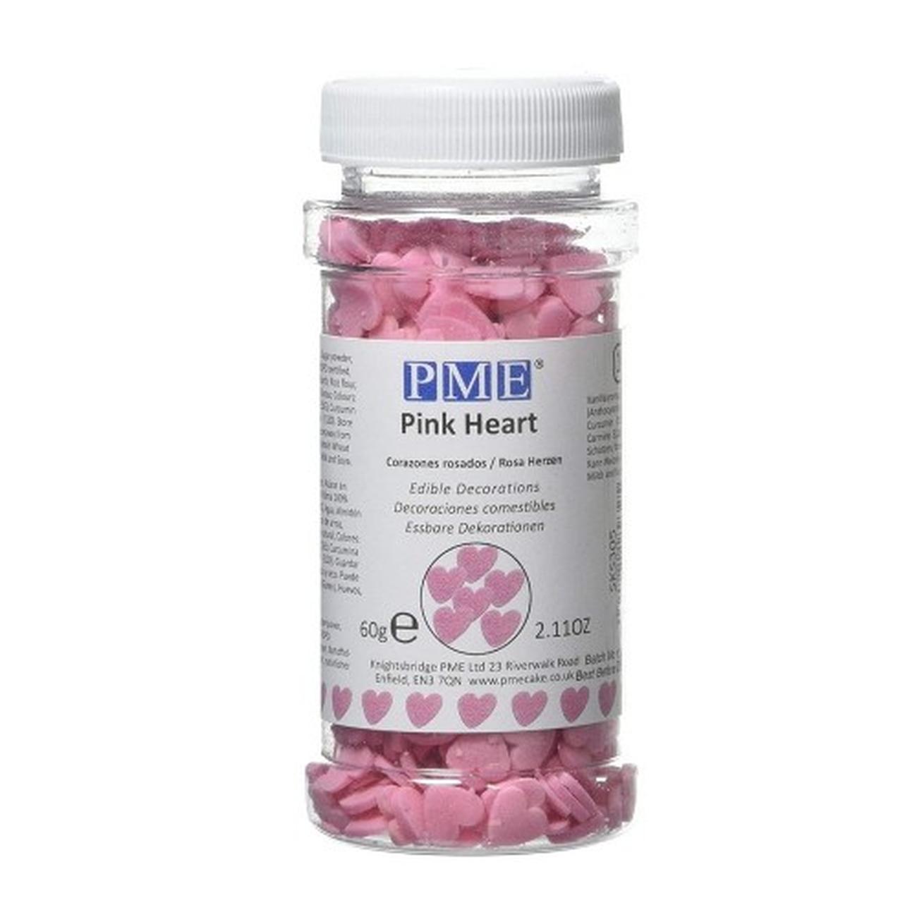 pme-edible-decoration-pink-heart-sprinkles-60g - PME Edible Sprinkles Pink Heart 60g