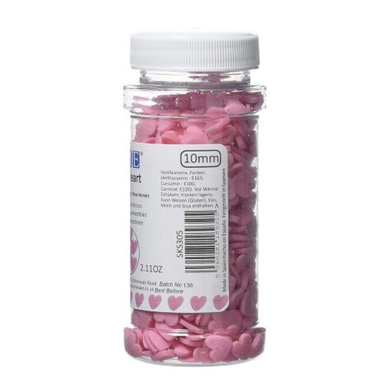 pme-edible-decoration-pink-heart-sprinkles-60g - PME Edible Sprinkles Pink Heart 60g