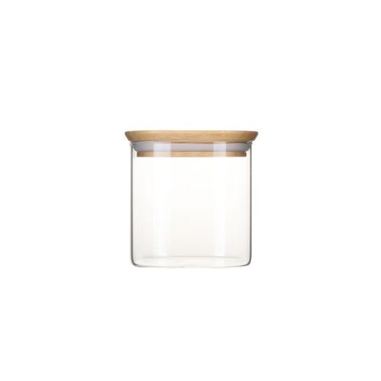 pebbly-square-glass-container-bamboo-lid-800ml - Pebbly Square Glass Canister with Bamboo Lid
