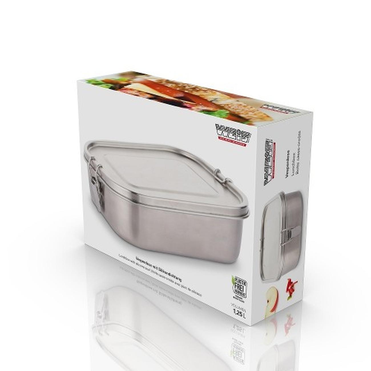 weis-stainless-steel-leak-proof-lunchbox-with-divider-1250ml - Stainless Steel Leakproof Lunch Box with Divider 1250ml