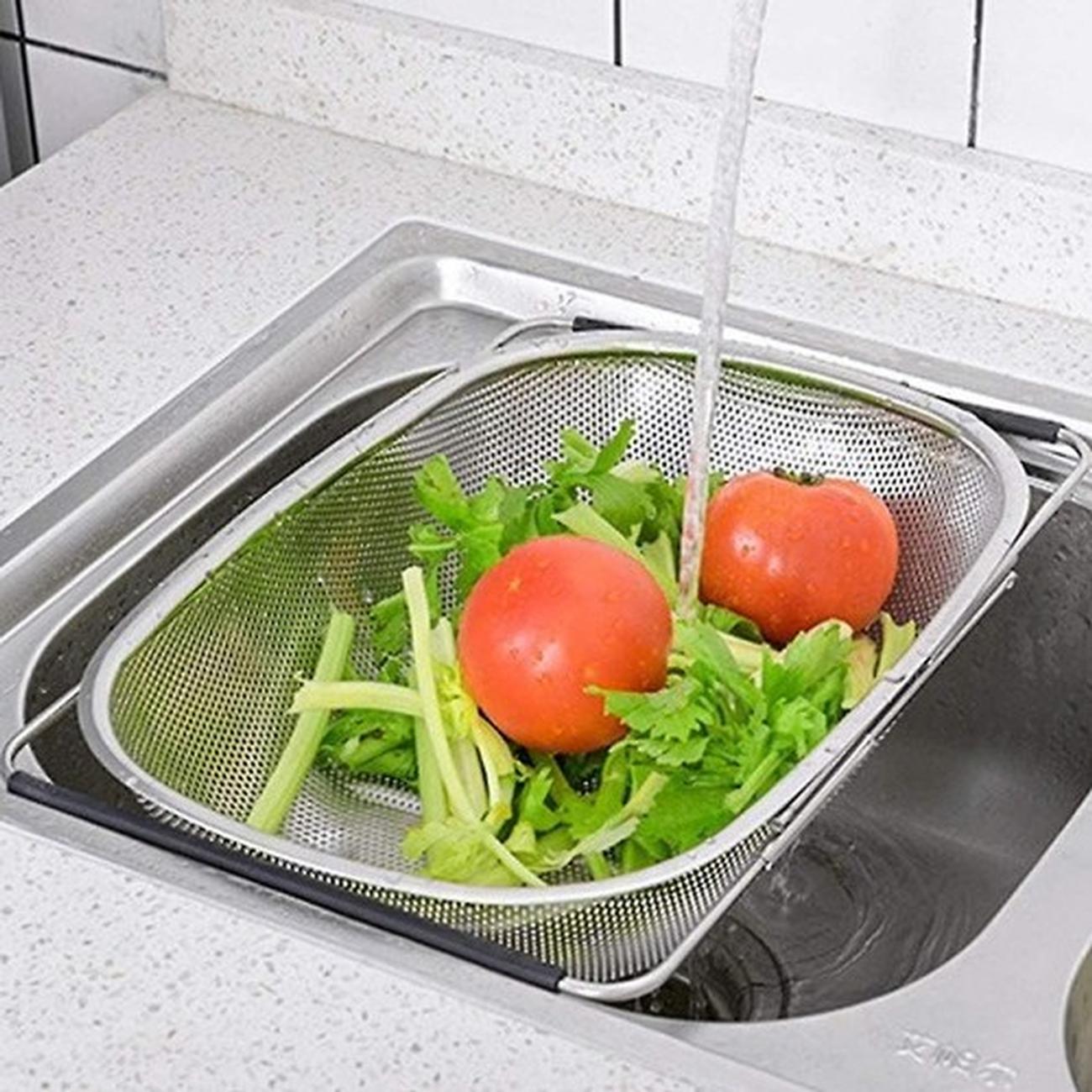 stainless-steel-straining-basket-colander - Stainless Steel Straining Basket