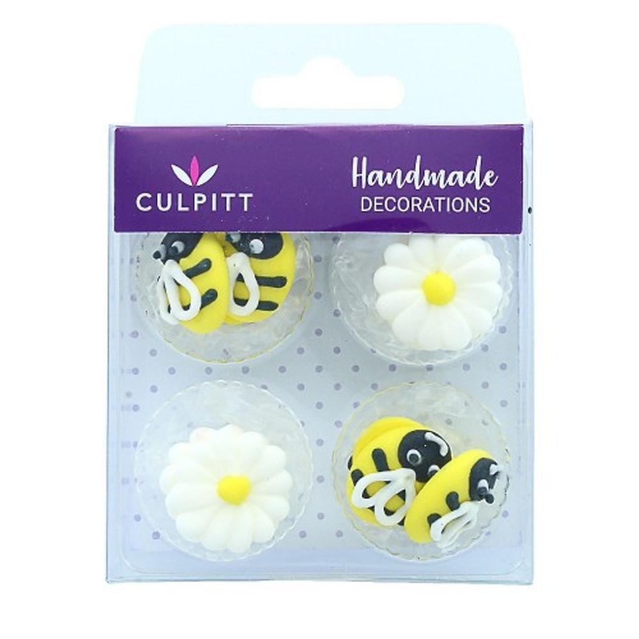 culpitt-sugar-decorations-bee-daisy-12pc - Culpitt Sugar Piping Bee & Daisy 12pc