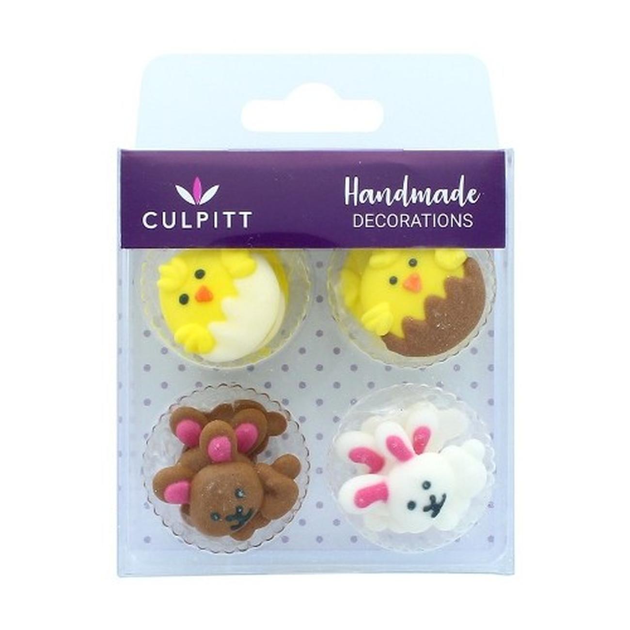 culpitt-sugar-decorations-easter-bunny-and-chicks-12pc - Culpitt Sugar Piping Bunny & Chick 12pc