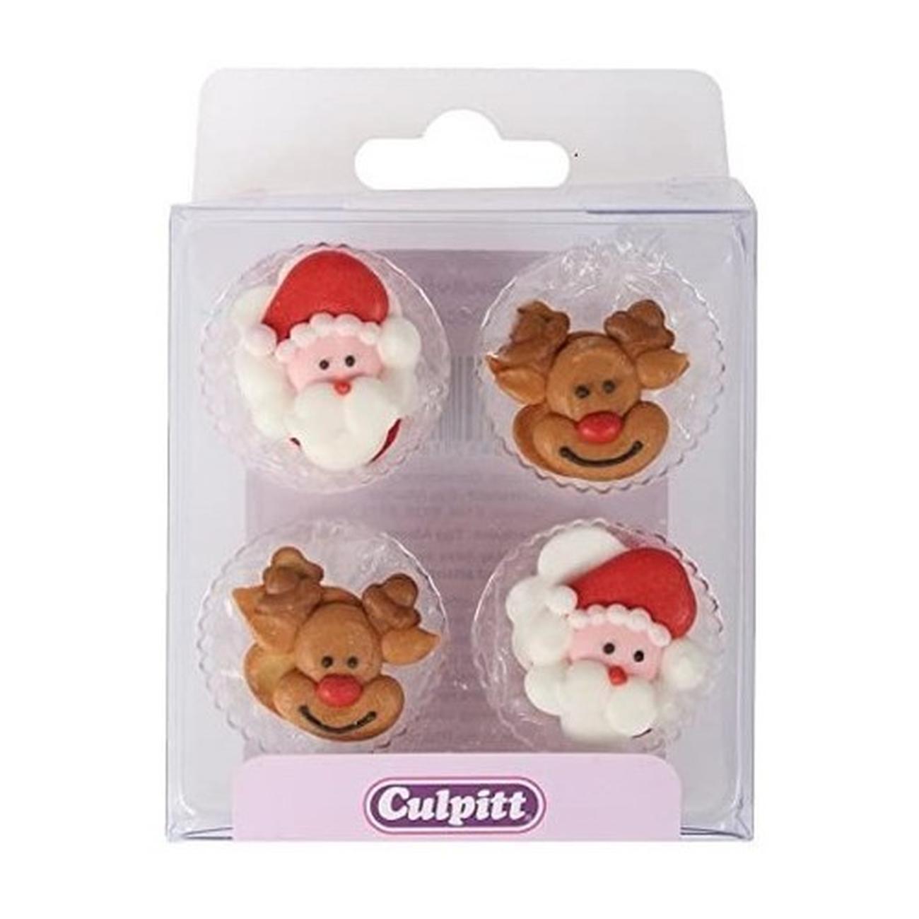 culpitt-sugar-decorations-Santa-rudolph-12pc - Culpitt Sugar Piping Santa & Rudolph 12pc