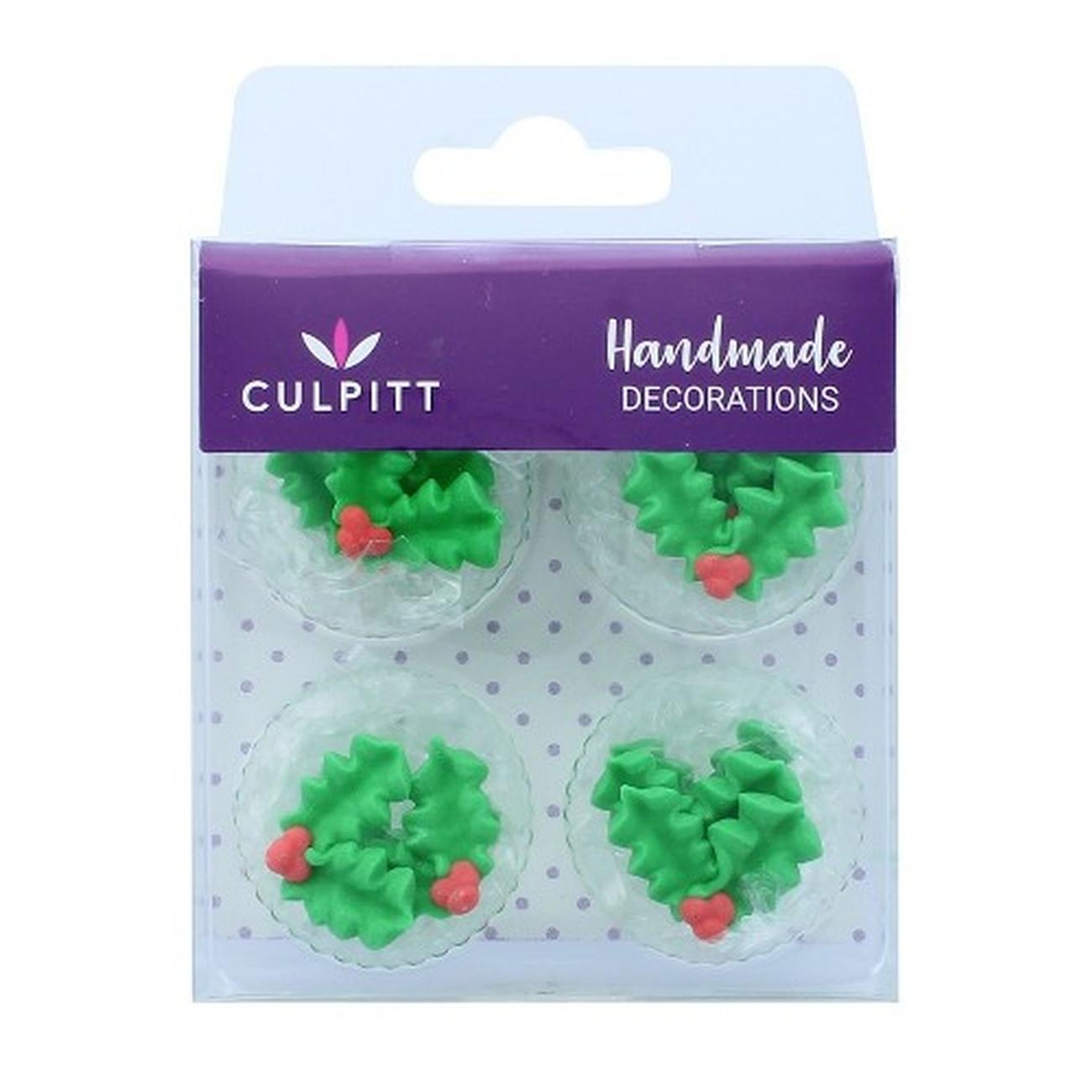 culpitt-sugar-decorations-holly-berry-12pc - Culpitt Sugar Piping Holly & Berry 12pc