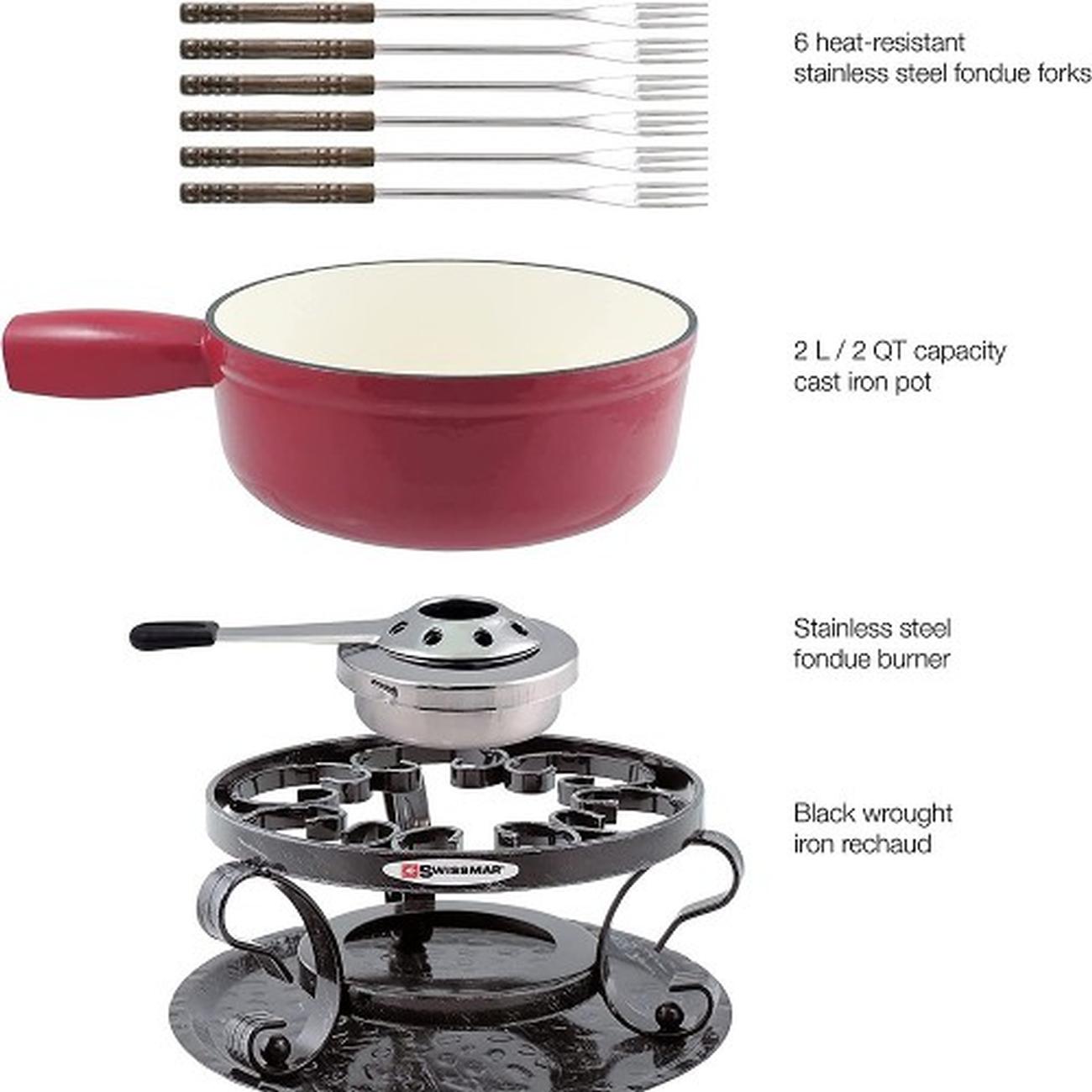 swissmar-lugano-cheese-fondue-set-cast-iron - Swissmar Lugano Cast Iron Fondue Set
