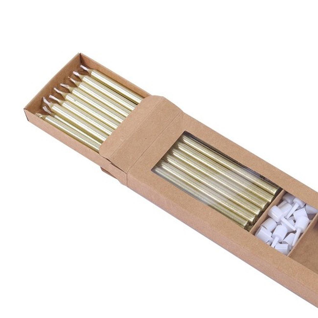 pme-16pc-extra-slim-long-candles-gold - PME 16 Tall Candles Gold