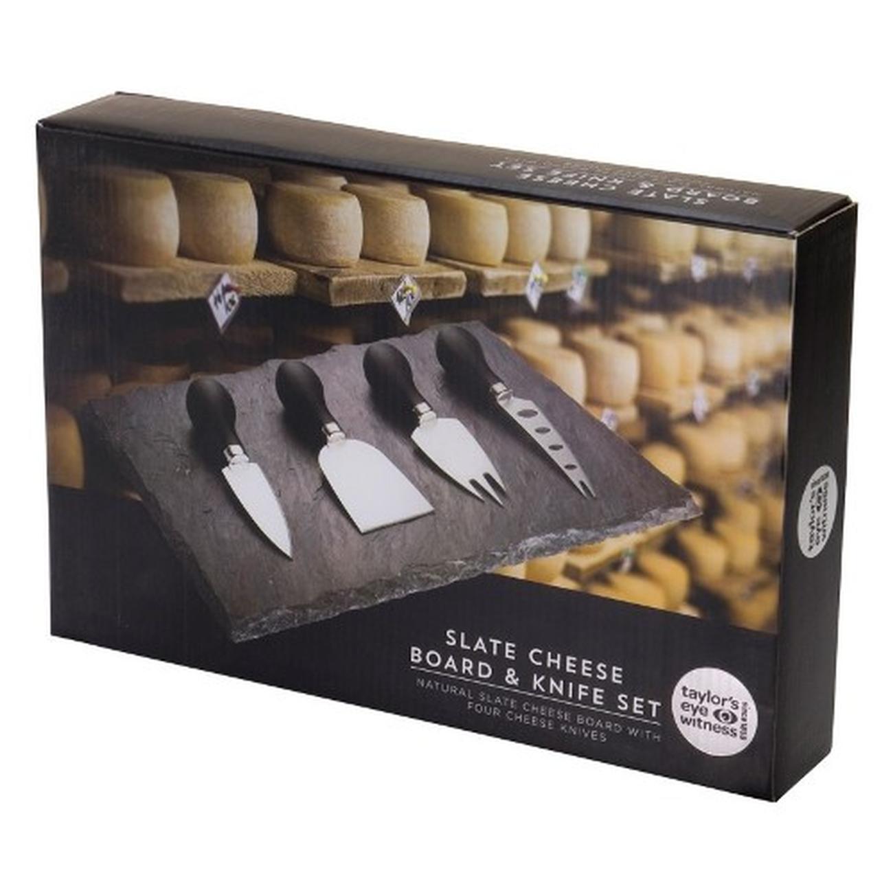 taylors-eye-witness-slate-board-4pc-cheese-knife-set - Taylor's Eye Witness 4pc Cheese Knife & Slate Board Set