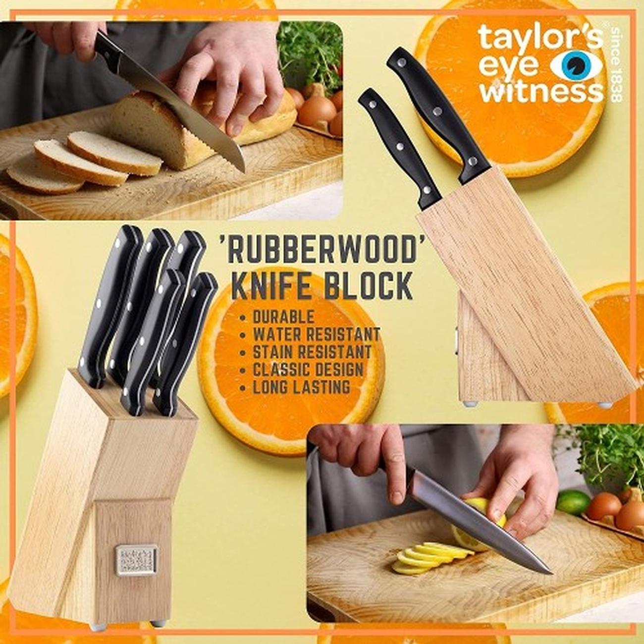 Taylor's Eye Witness 5pc Kitchen Knife & Rubberwood Knife Block Set