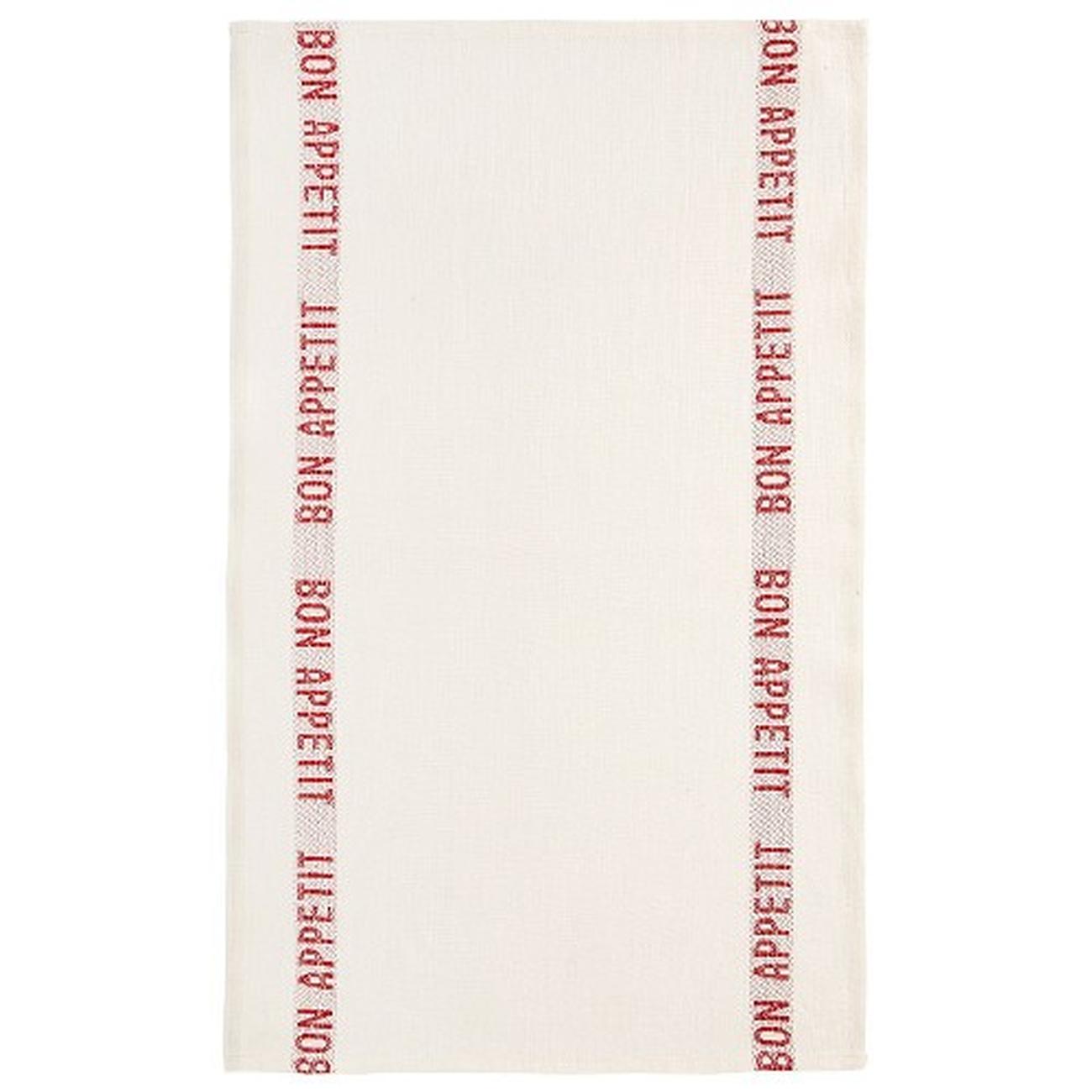 charvet-editions-linen-tea-towel-white-with-red-bon-appetit - Charvet Editions Bon Appetit Linen Tea Towel White, Red Text