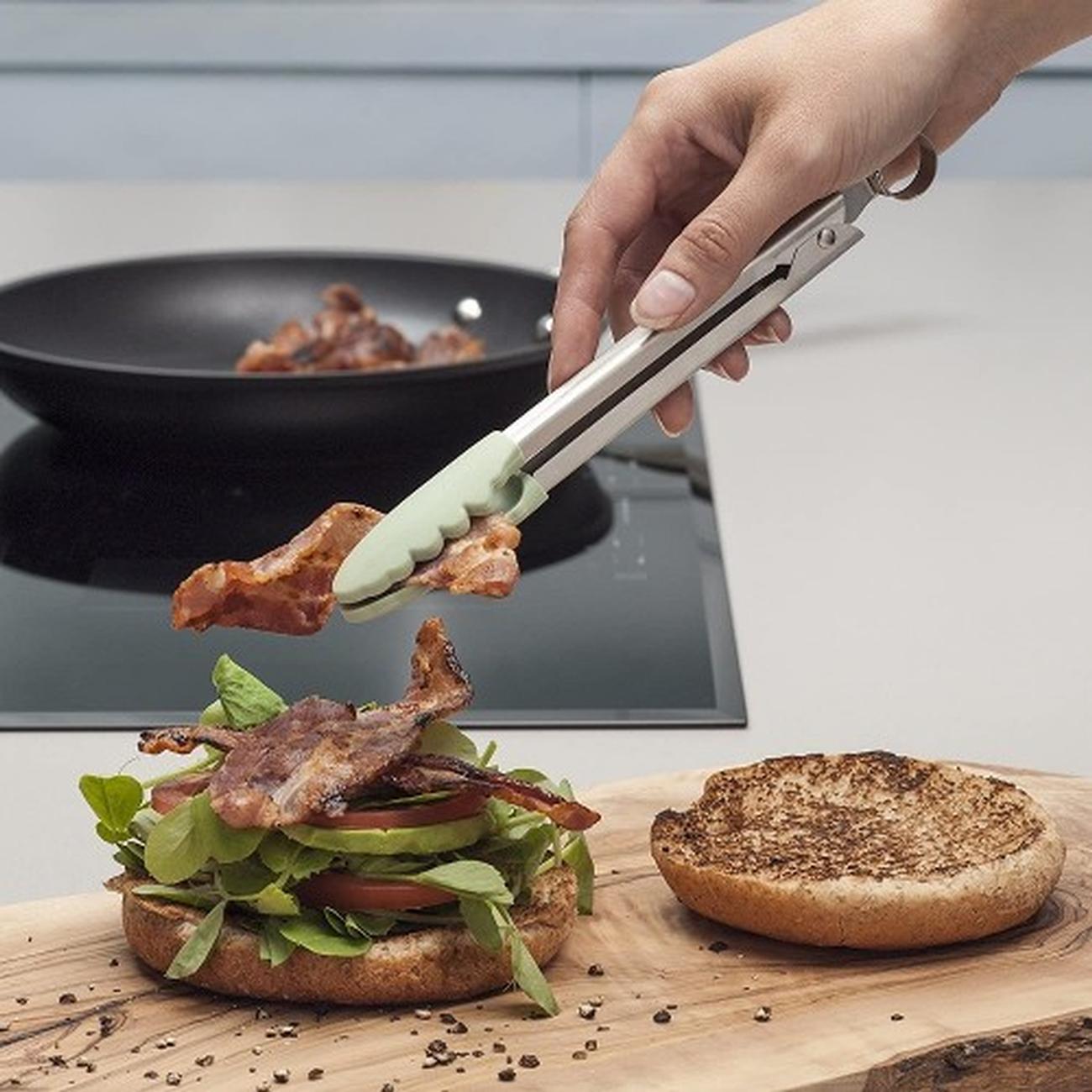 zeal-silicone-mini-locking-tongs-sage-green-20cm - Zeal Silicone Mini Kitchen Tongs Sage Green