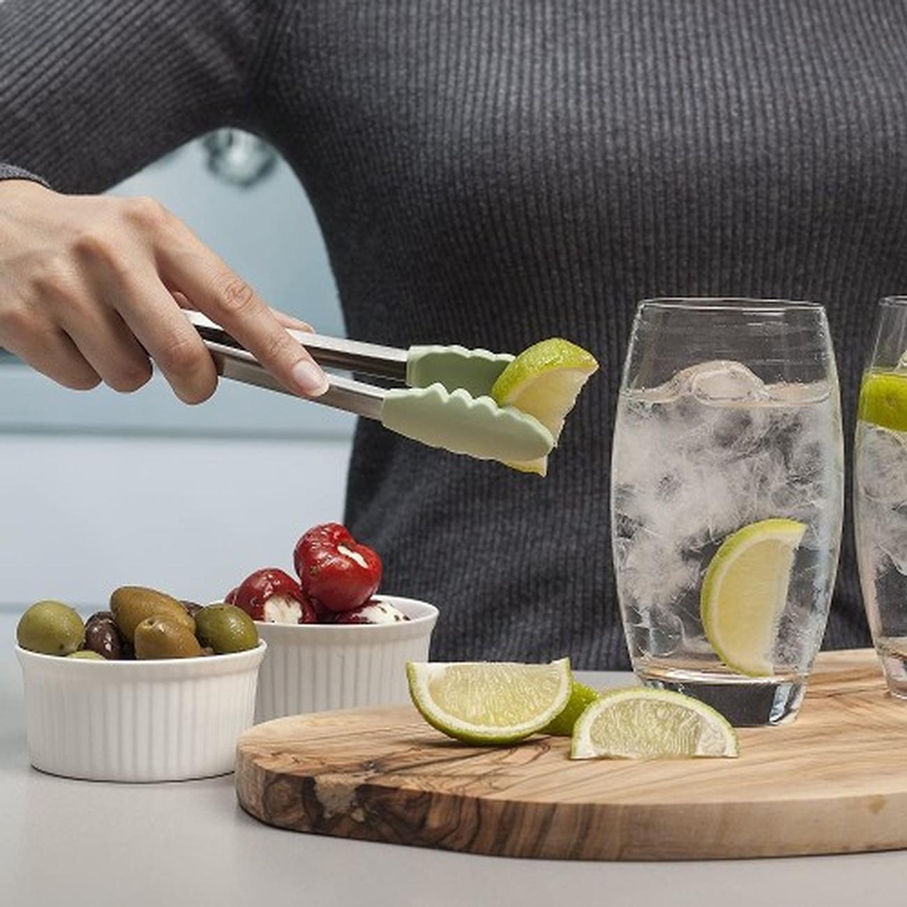 zeal-silicone-mini-locking-tongs-sage-green-20cm - Zeal Silicone Mini Kitchen Tongs Sage Green