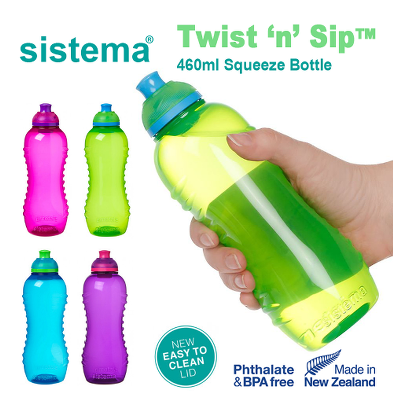 sistema-twist-n-sip-squeeze-bottle-460ml - Sistema Twist 'n' Sip 460ml Squeeze Bottle