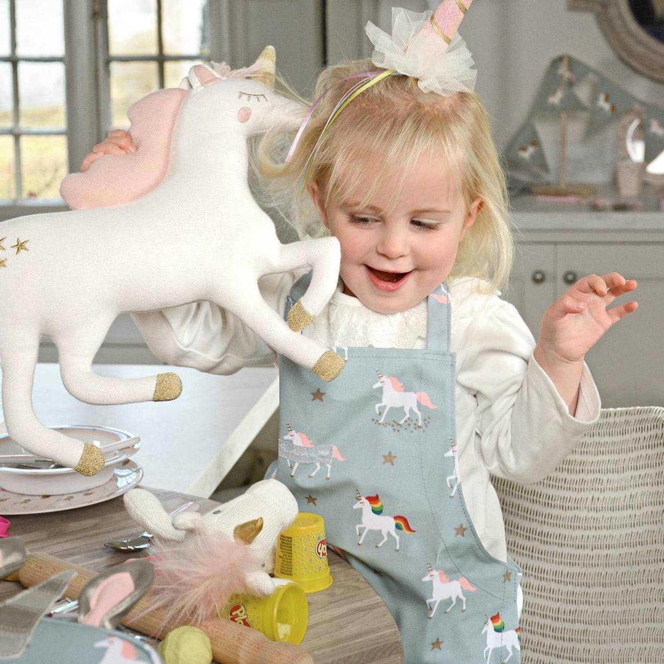 sophie-allport-unicorn-oilcloth-kids-apron - Sophie Allport Unicorn Oilcloth Kids Apron