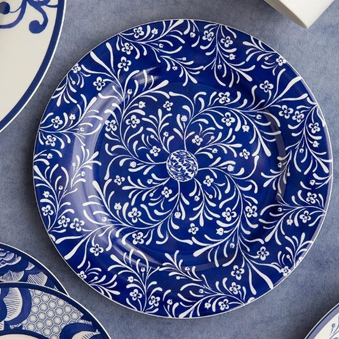 V&A-navy-floral-salad-plate-25cm-the-Cole-collection - V&A The Cole Collection Navy Floral Side Plate 25cm