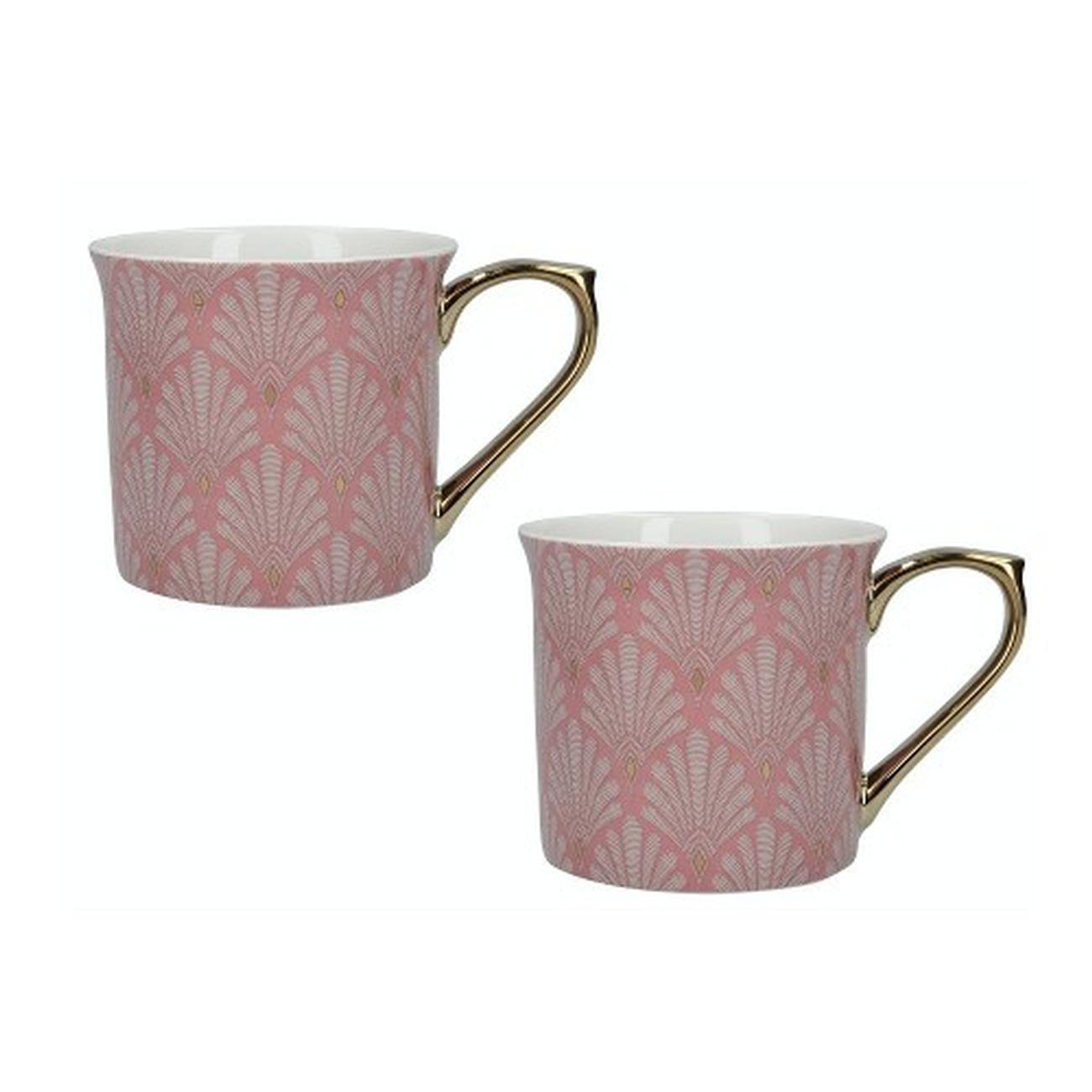 Victoria-&-Albert-scallop-shells-2pc-palace-mugs-pink - V&A Scallop Shells Set Of 2 Palace Mugs Pink