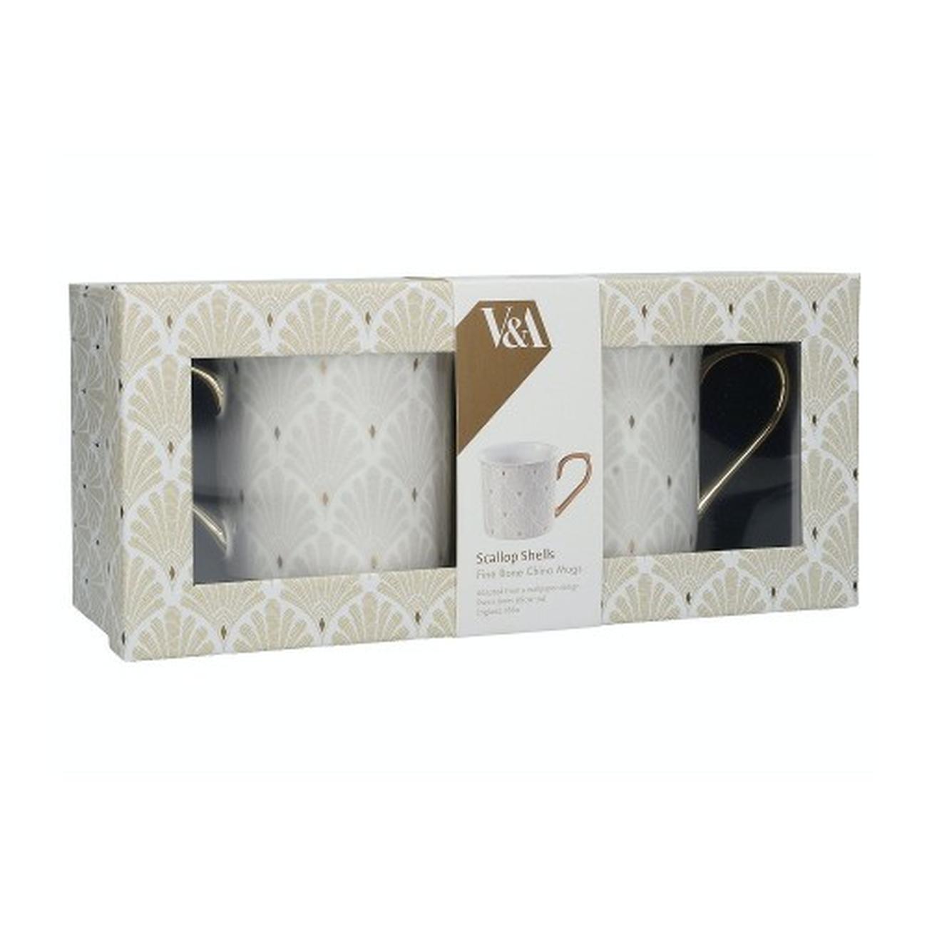 V&A-scallop-shells-2pc-palace-mugs-white - V&A Scallop Shells Set Of 2 Palace Mugs White