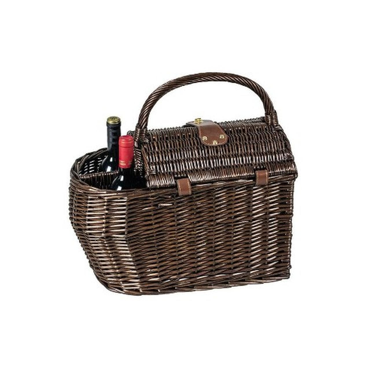 4-person-vintage-picnic-basket-double-wine-bottle-holder - 4 Person Vintage Boat Hamper with Double Bottle Holder