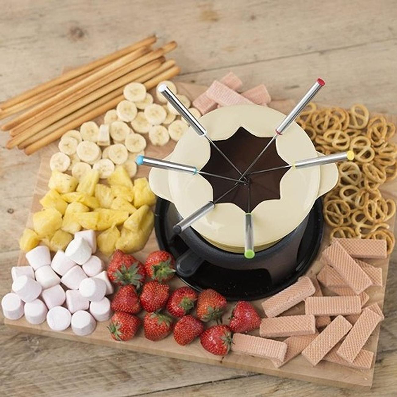 MasterClass Cast Iron Enamelled Cream Fondue Set