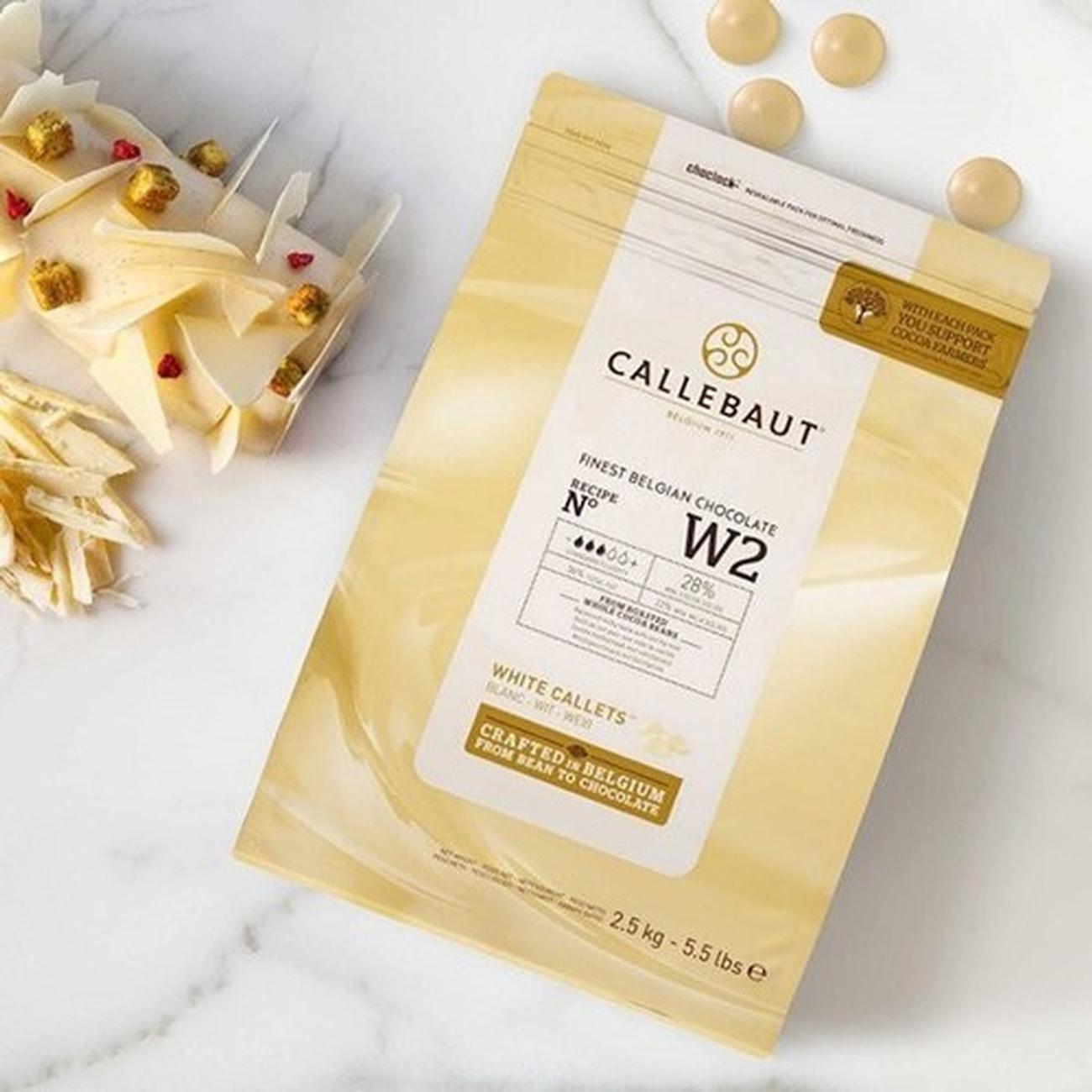 callebaut-no-W2-belgian-white-chocolate-250g-tub - Callebaut No W2 Belgian White Chocolate 28% 250g Tub