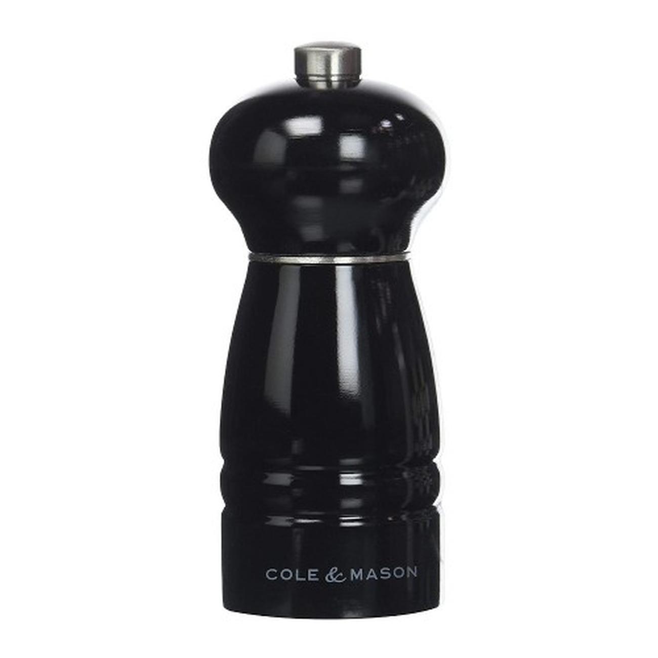 cole-mason-windsor-black-gloss-salt-mill-120mm - Cole & Mason Precision Windsor Black Gloss Beech Wood Salt Mill 120MM