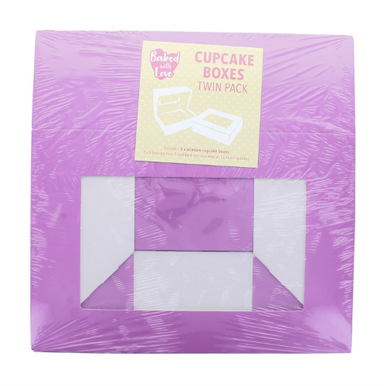 baked-love-cupcake-box-612-2pk-purple - Baked With Love 6 or 12 Cupcake Box Twin Pack
