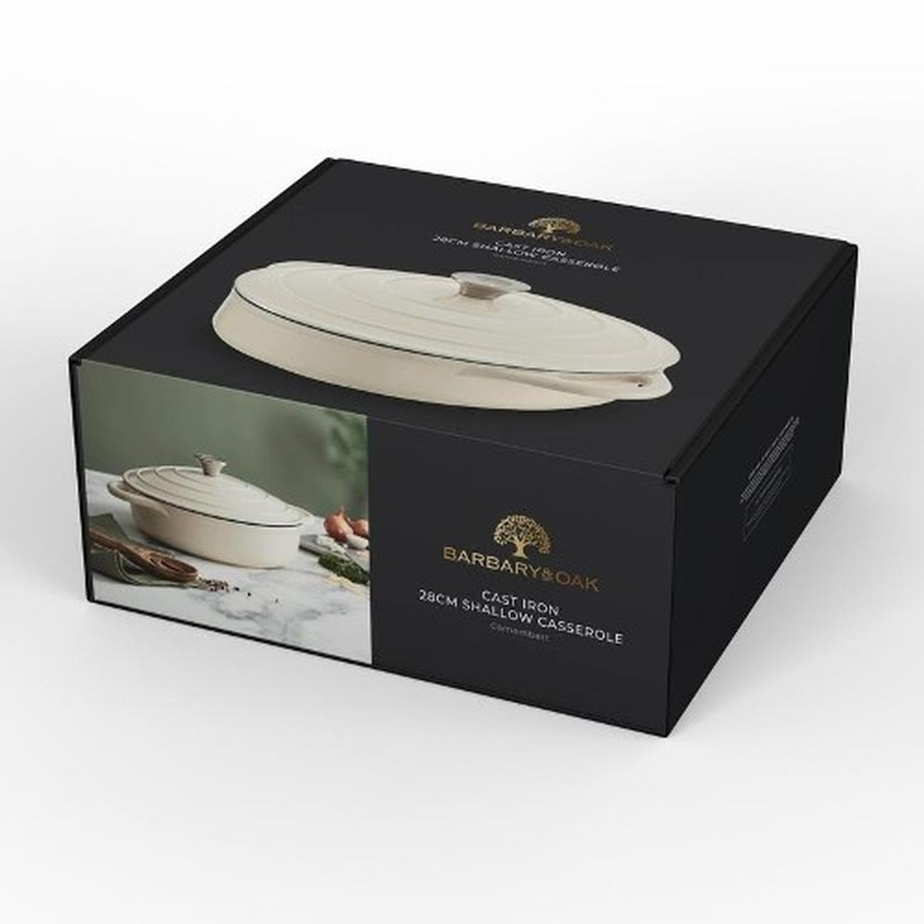 barbary-oak-foundry-casserole-28-cm-shallow-cream - Barbary & Oak Foundry 28cm Shallow Cast Iron Casserole-Cream