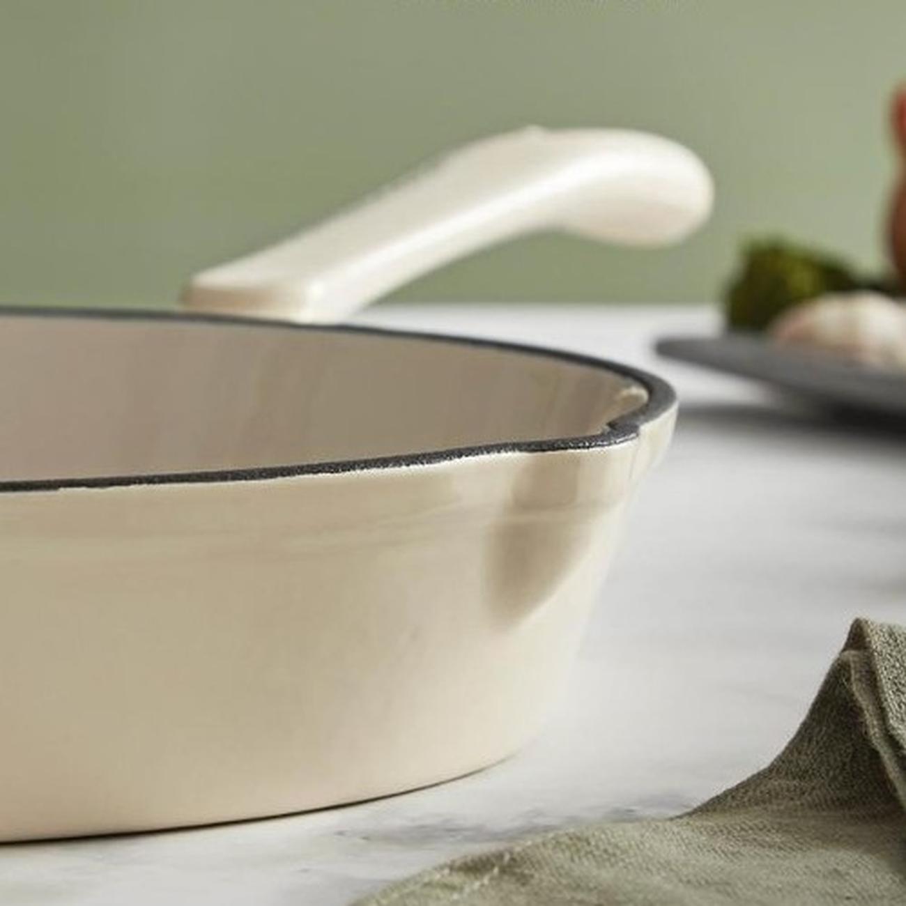 barbary-oak-fry-pan-26-cm-round-cream-cast-iron - Barbary & Oak Foundry 26cm Round Cast Iron Fry Pan-Cream