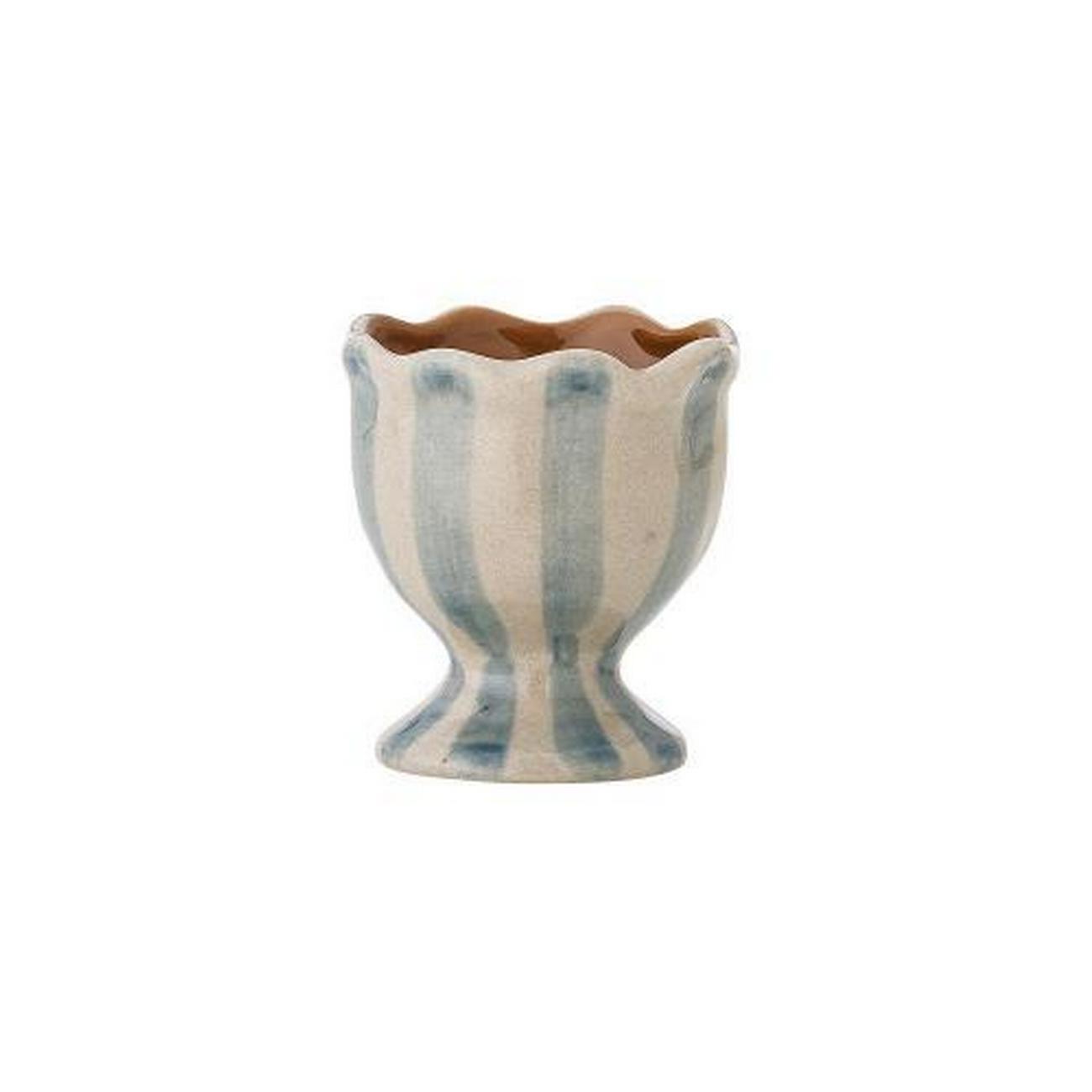 bloomingville-willa-blue-stripe-egg-cup - Bloomingville Willa Blue Stripe Egg Cup Stoneware