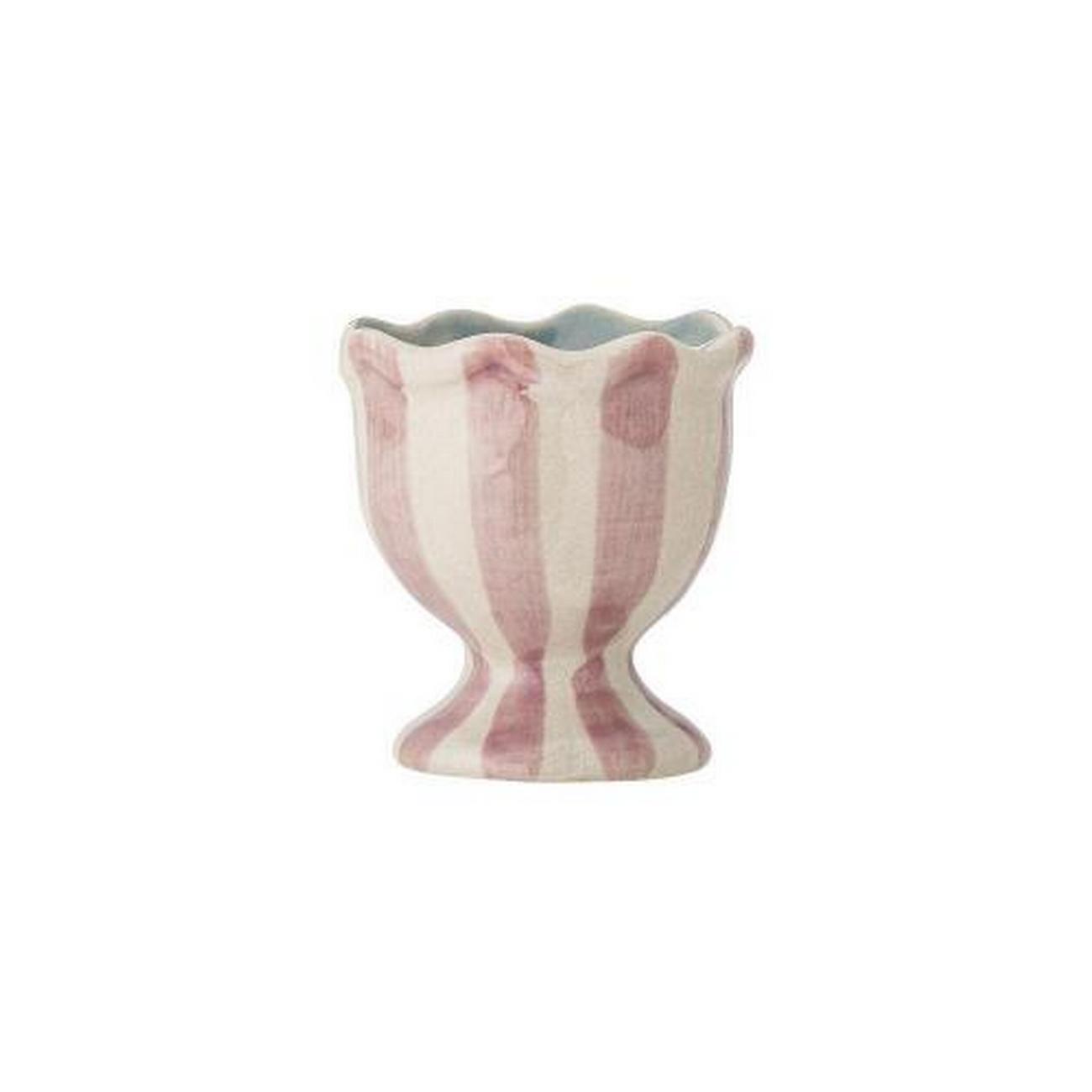 bloomingville-willa-egg-cup-pink-stripe-stoneware - Bloomingville Willa Pink Stripe Egg Cup Stoneware