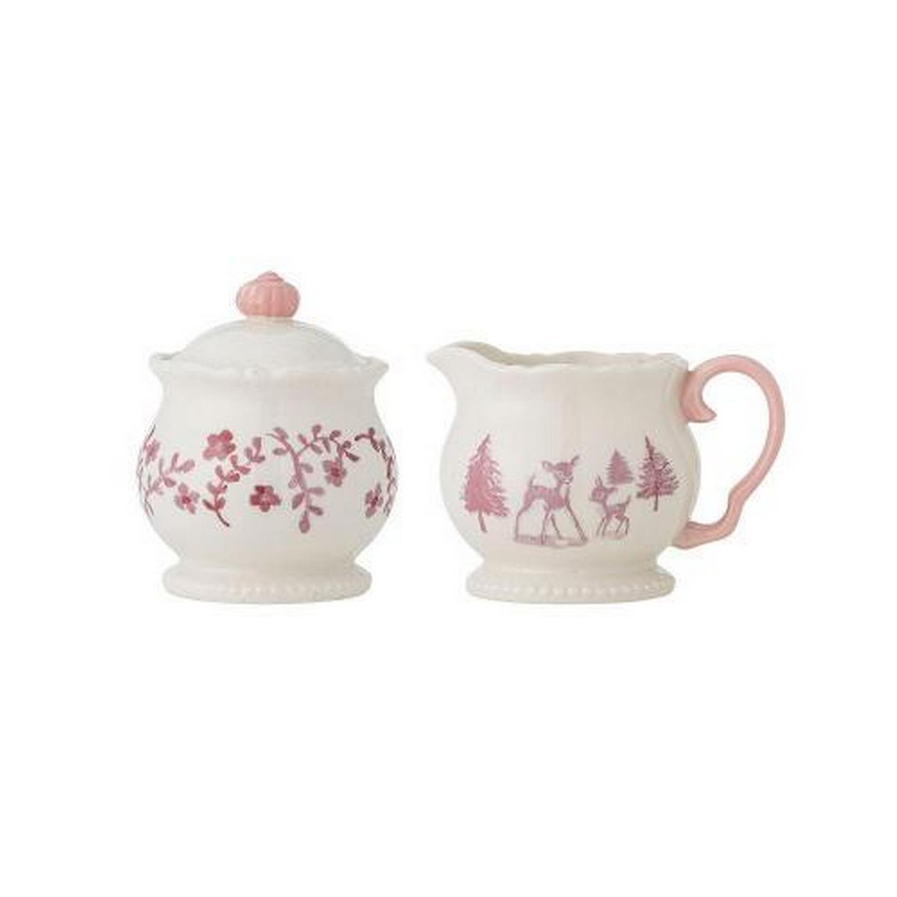 bloomingville-wonderland-milk-jug-sugar-bowl-rose-set-stoneware - Bloomingville Wonderland Milk Jug & Sugar Bowl Rose Stoneware