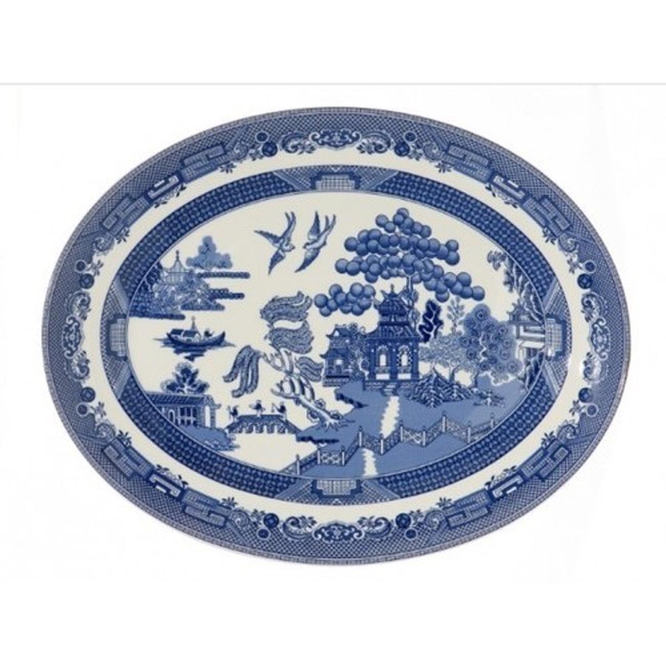 blue-willow-oval-platter-35cm - Blue Willow Oval Platter 35cm